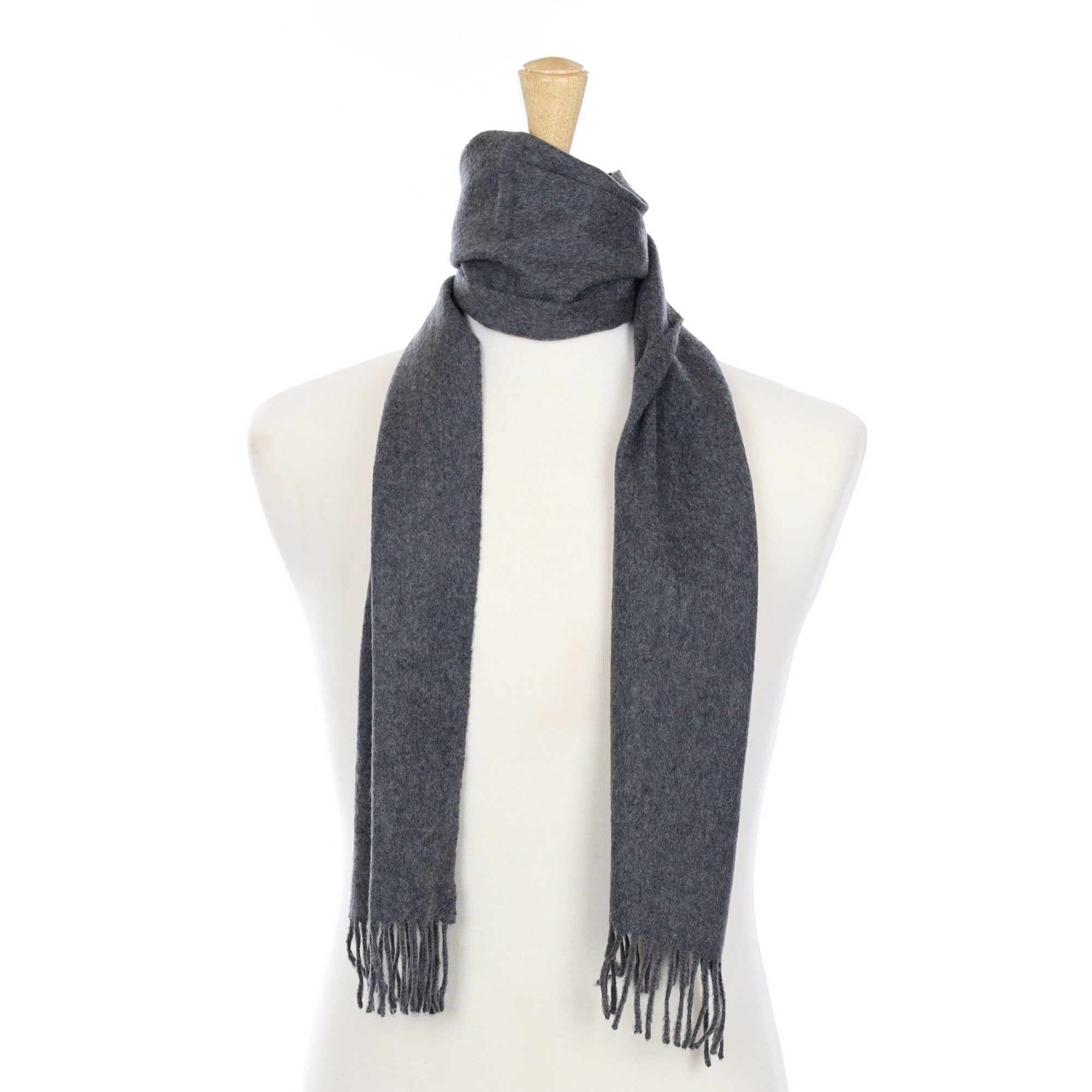 Scottish Slate Grey Cashmere Fringed Woven Scarf