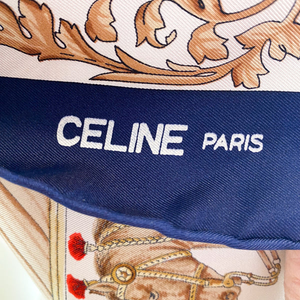 Celine Paris Equestrian Designer Silk Scarf