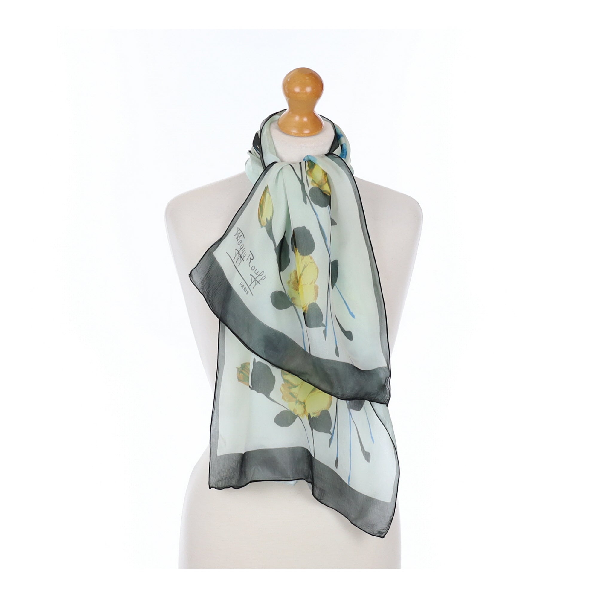 Maggy Rouff Designer Floral Silk Scarf