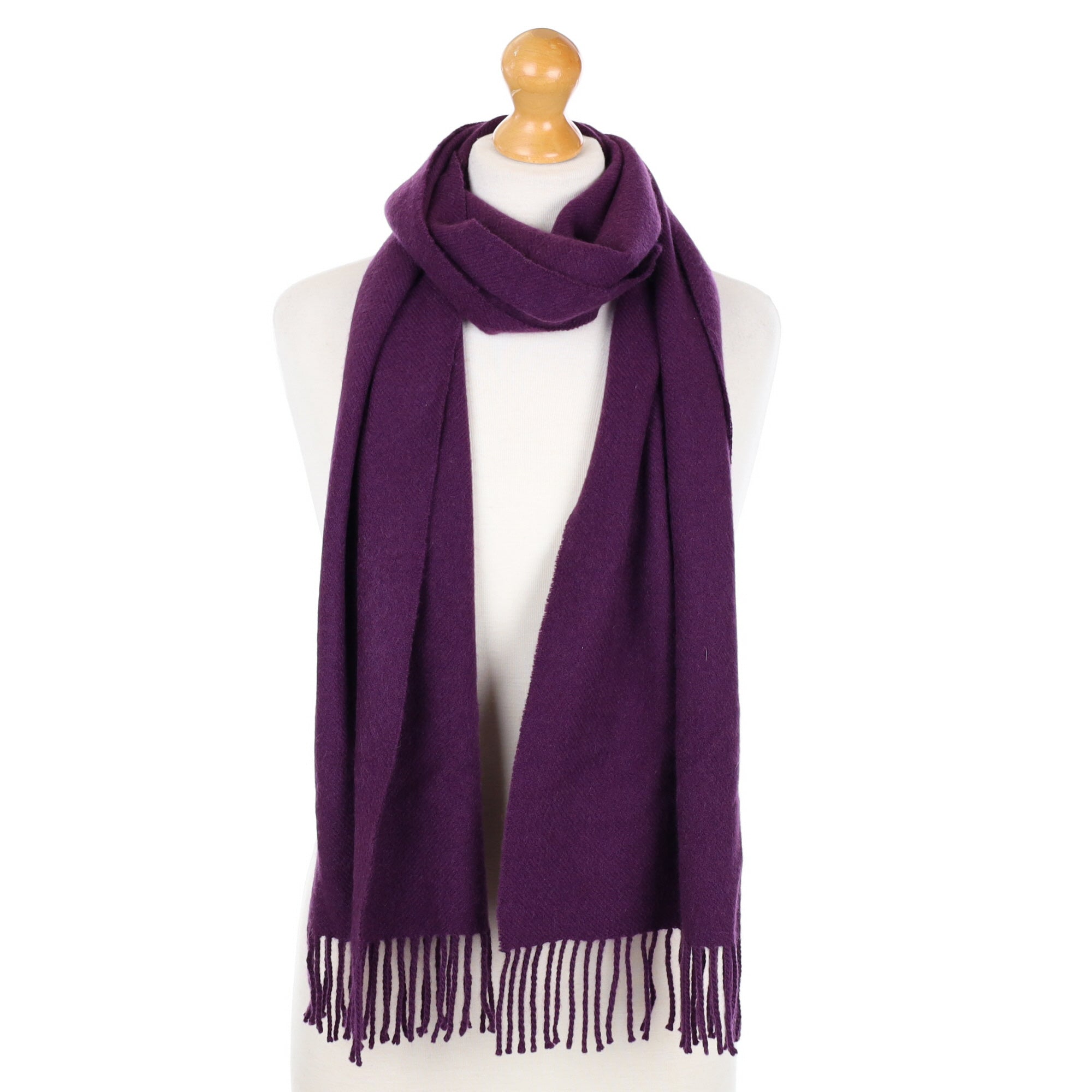 Iris Purple Cashmere Fringed Woven Scarf