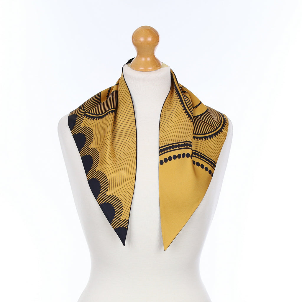 Brand New Smythson Black and Tan Silk Scarf