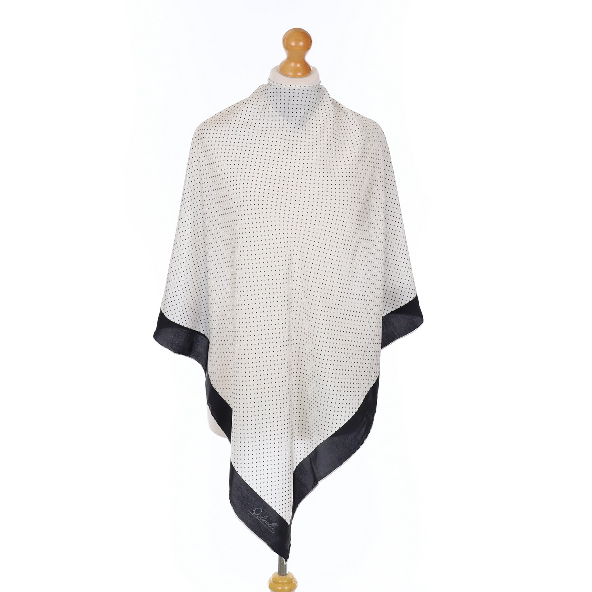 Ostinelli Black and White Spotted Silk Scarf