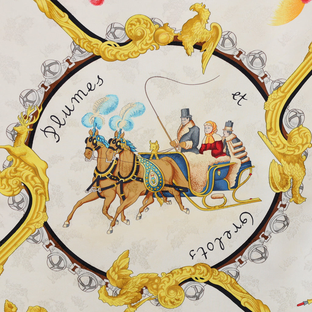 Hermès Plumes et Grelots Silk Scarf