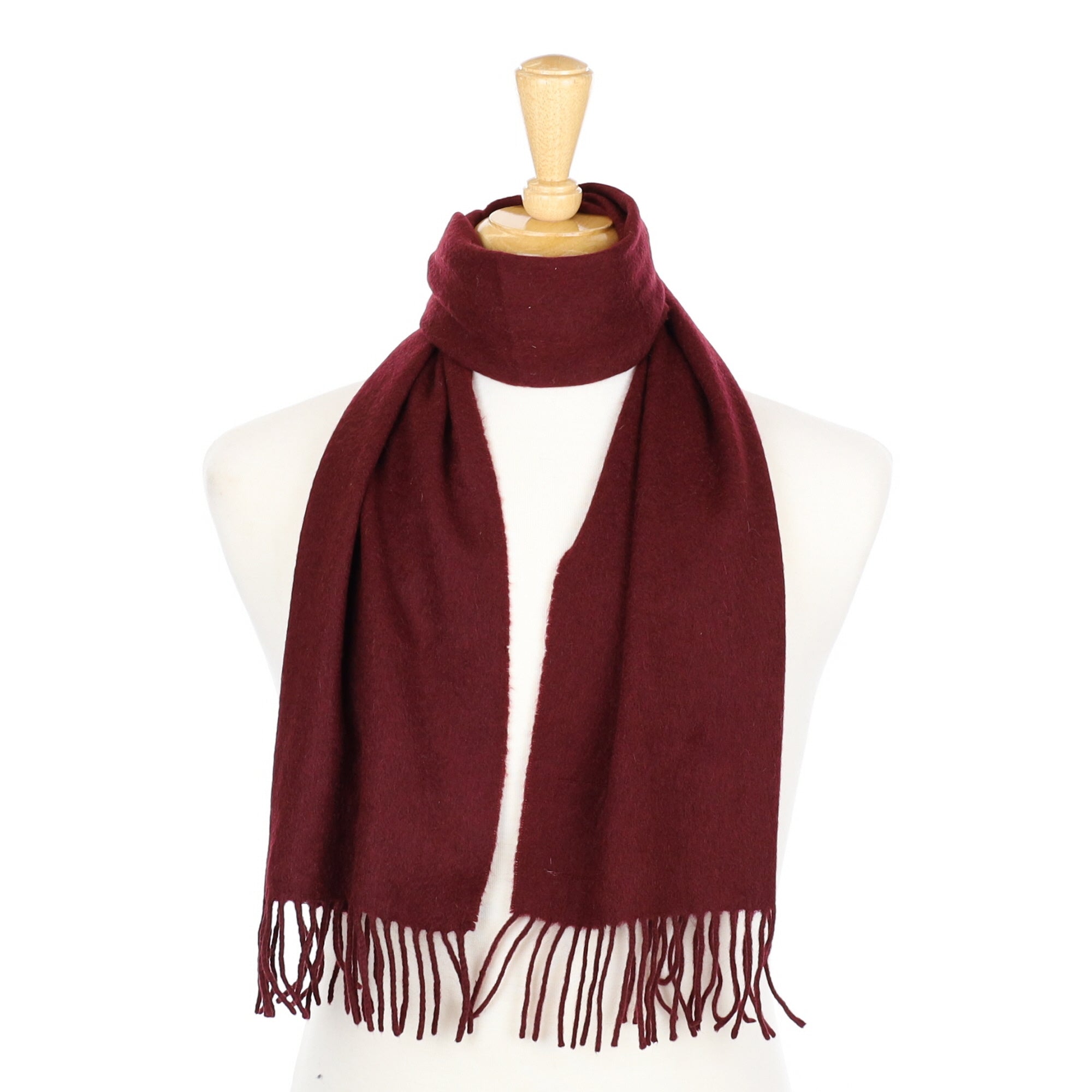 Burgundy Cashmere Fringed Woven Scarf