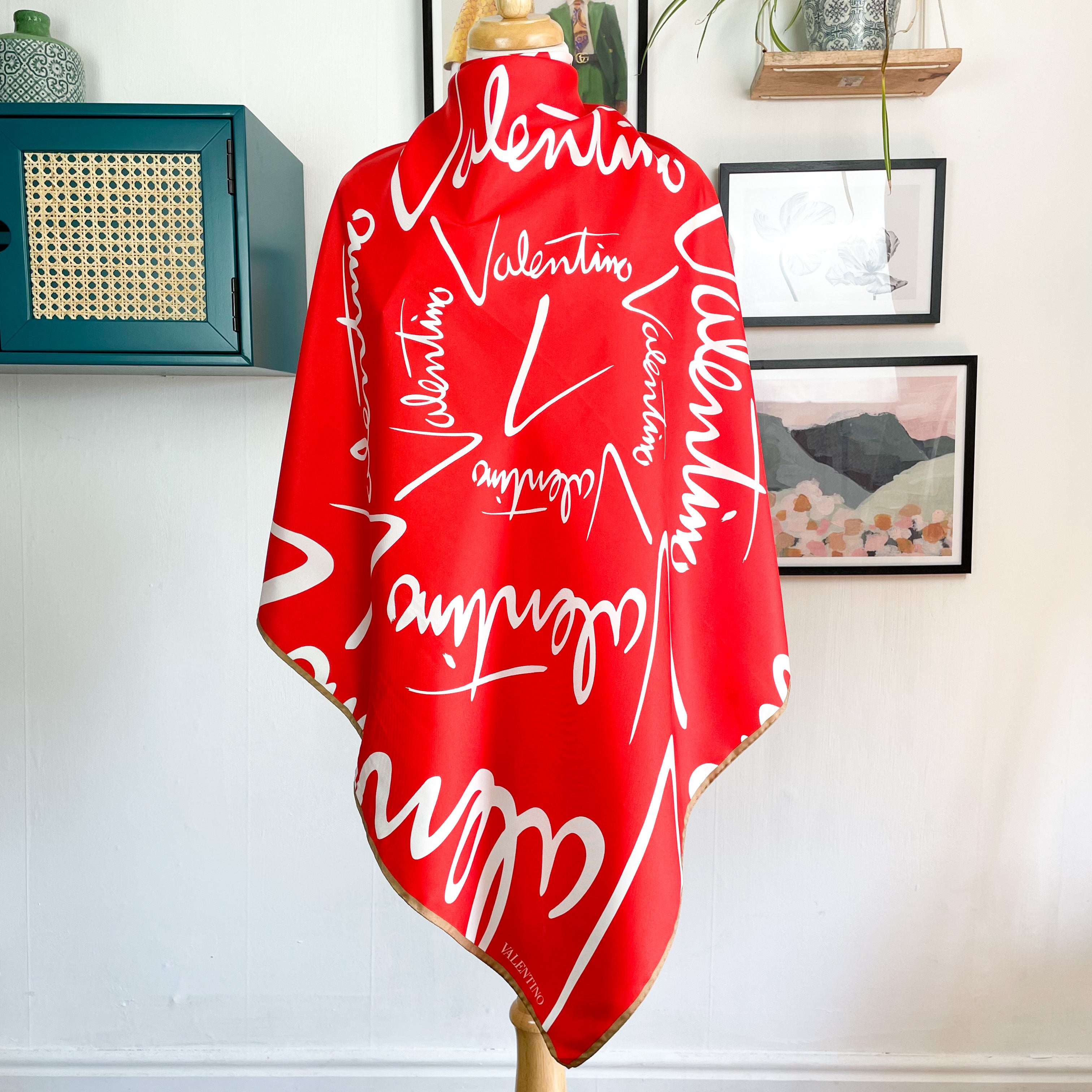 New Valentino Logo Designer Silk Scarf