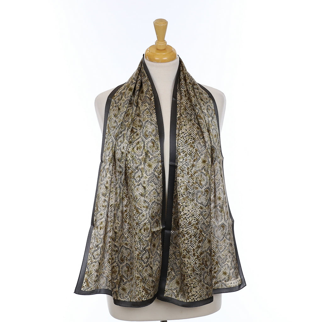 Unworn Jaeger Snakeskin Pattern Long Silk Scarf