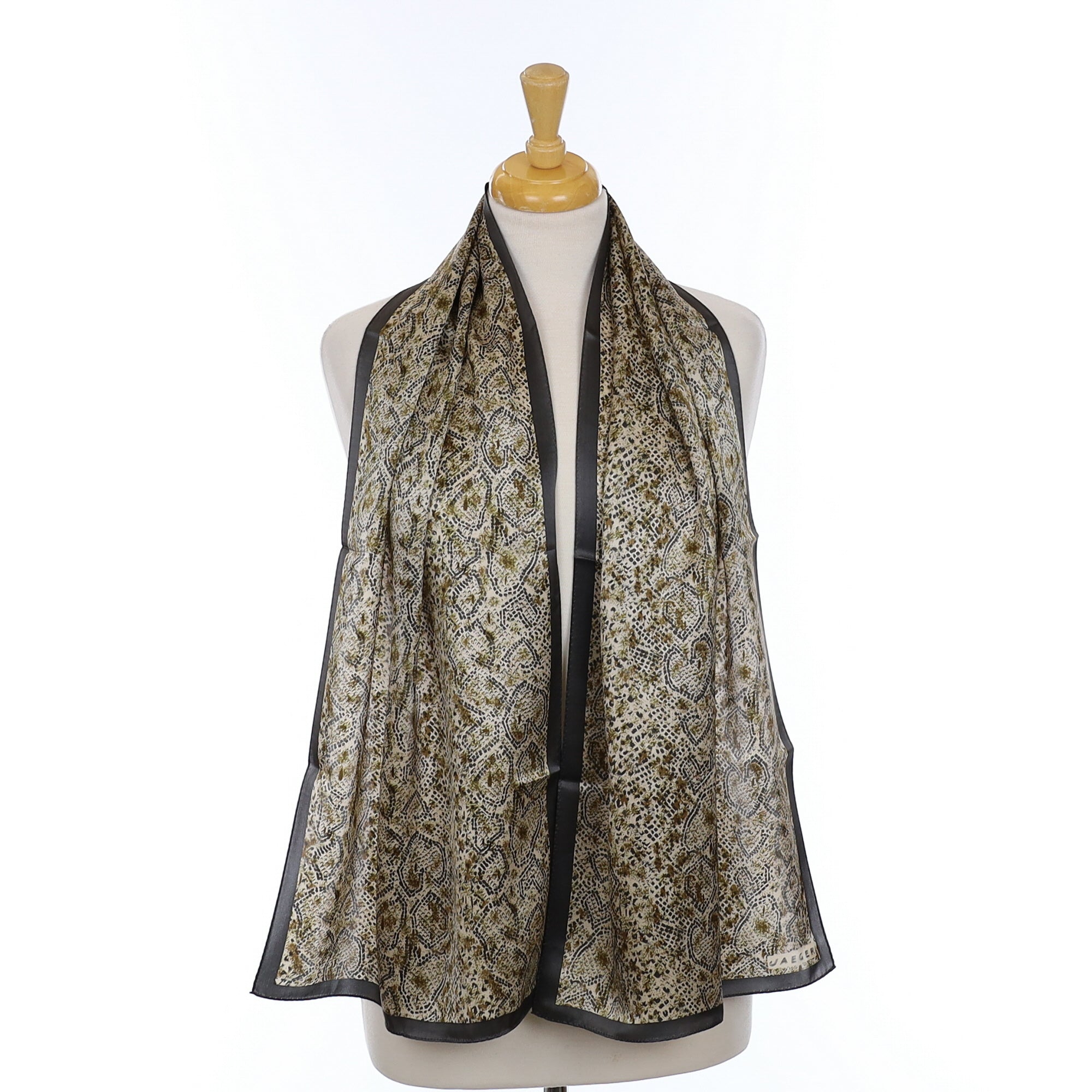 Unworn Jaeger Snakeskin Pattern Long Silk Scarf