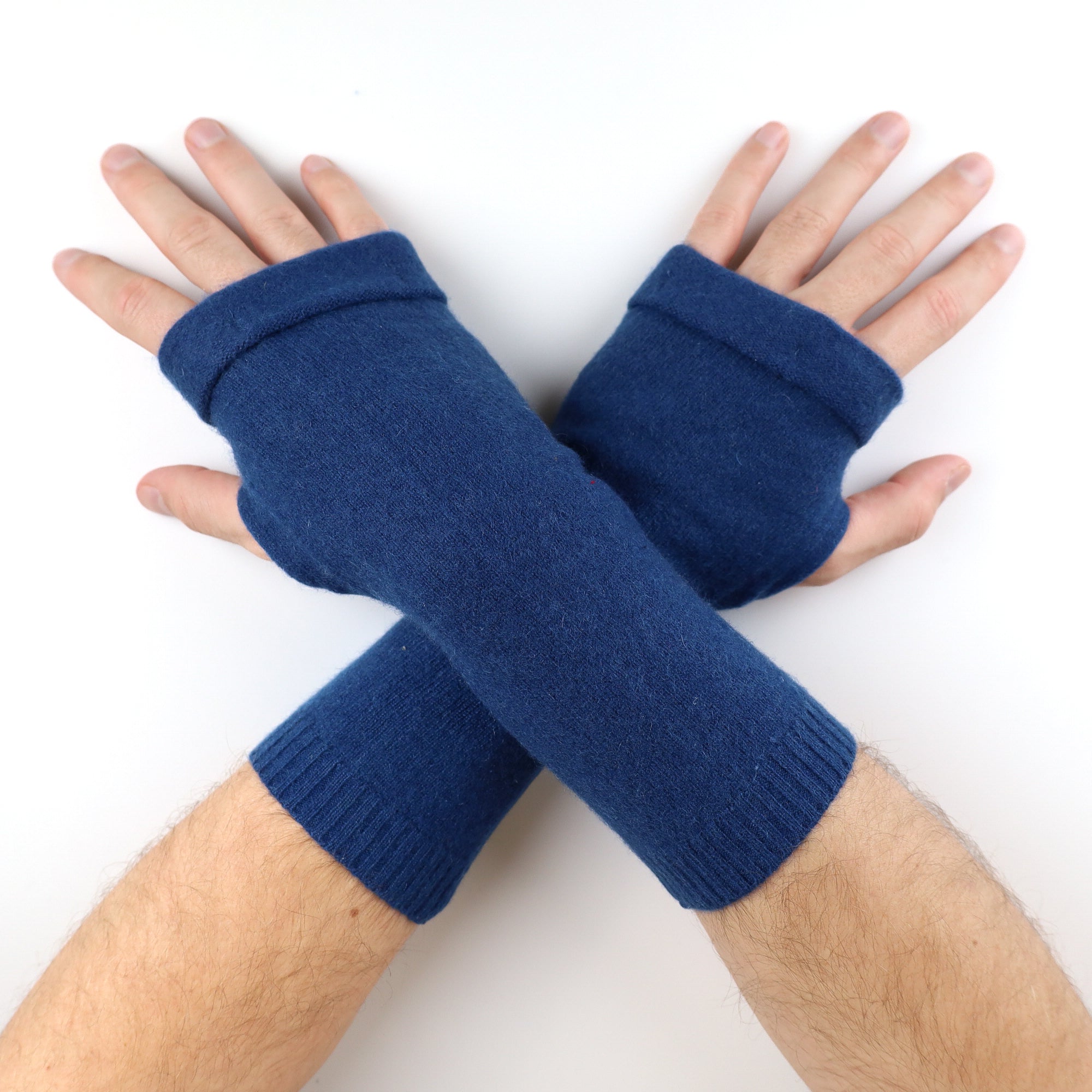 Men’s Naval Blue Fingerless Gloves