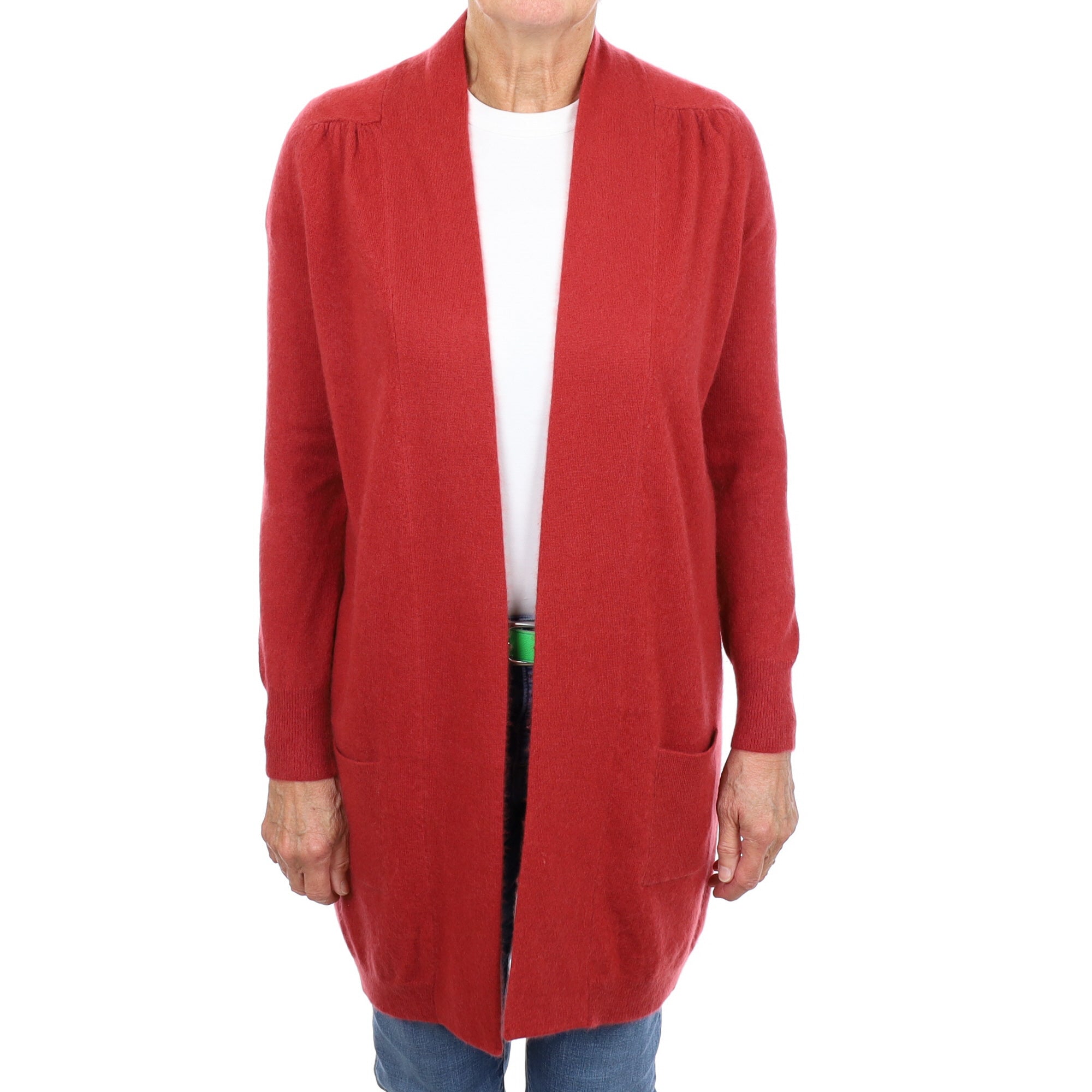Paprika Red Cashmere Edge To Edge Cardigan Medium