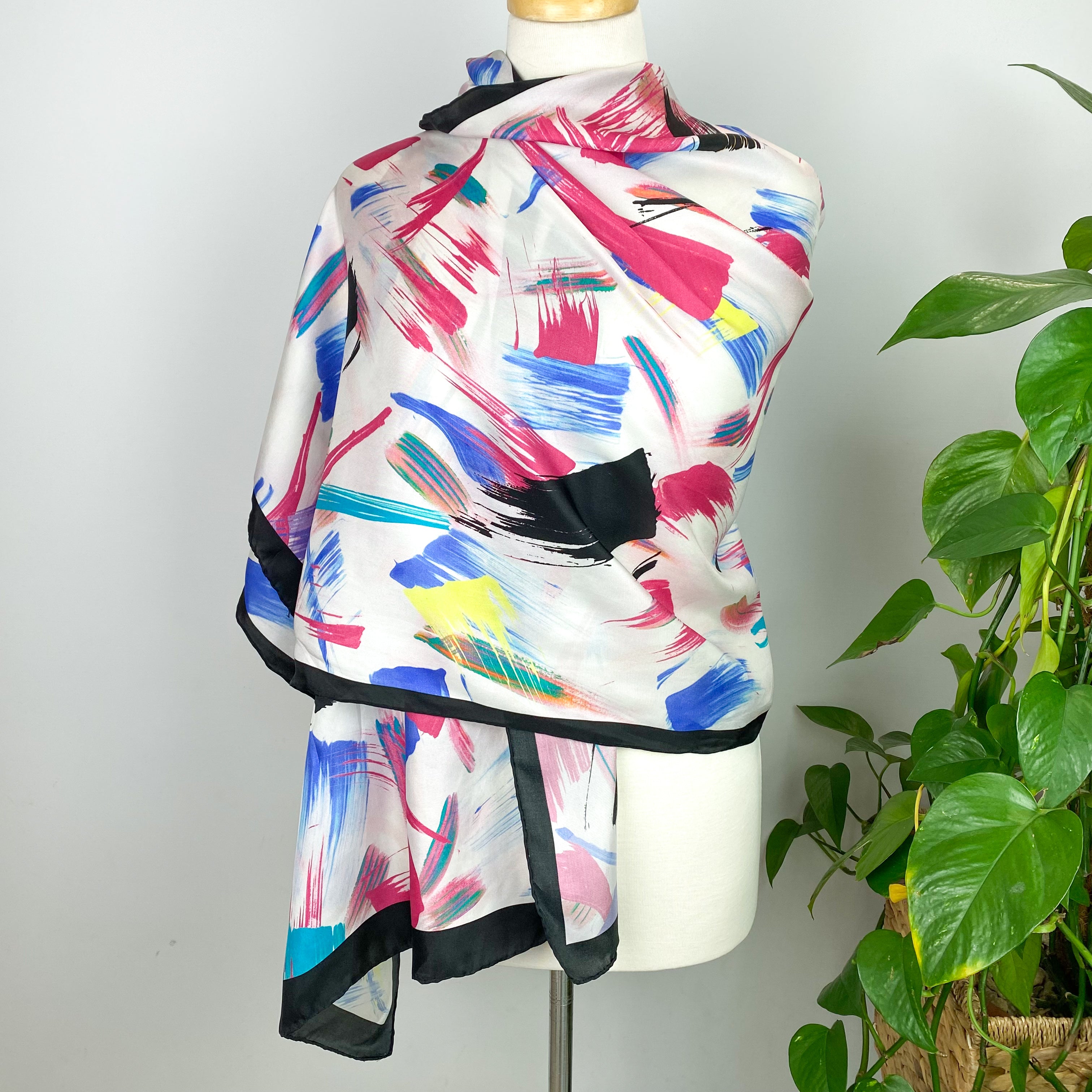 Colourful Abstract Wrap Style Silk Scarf