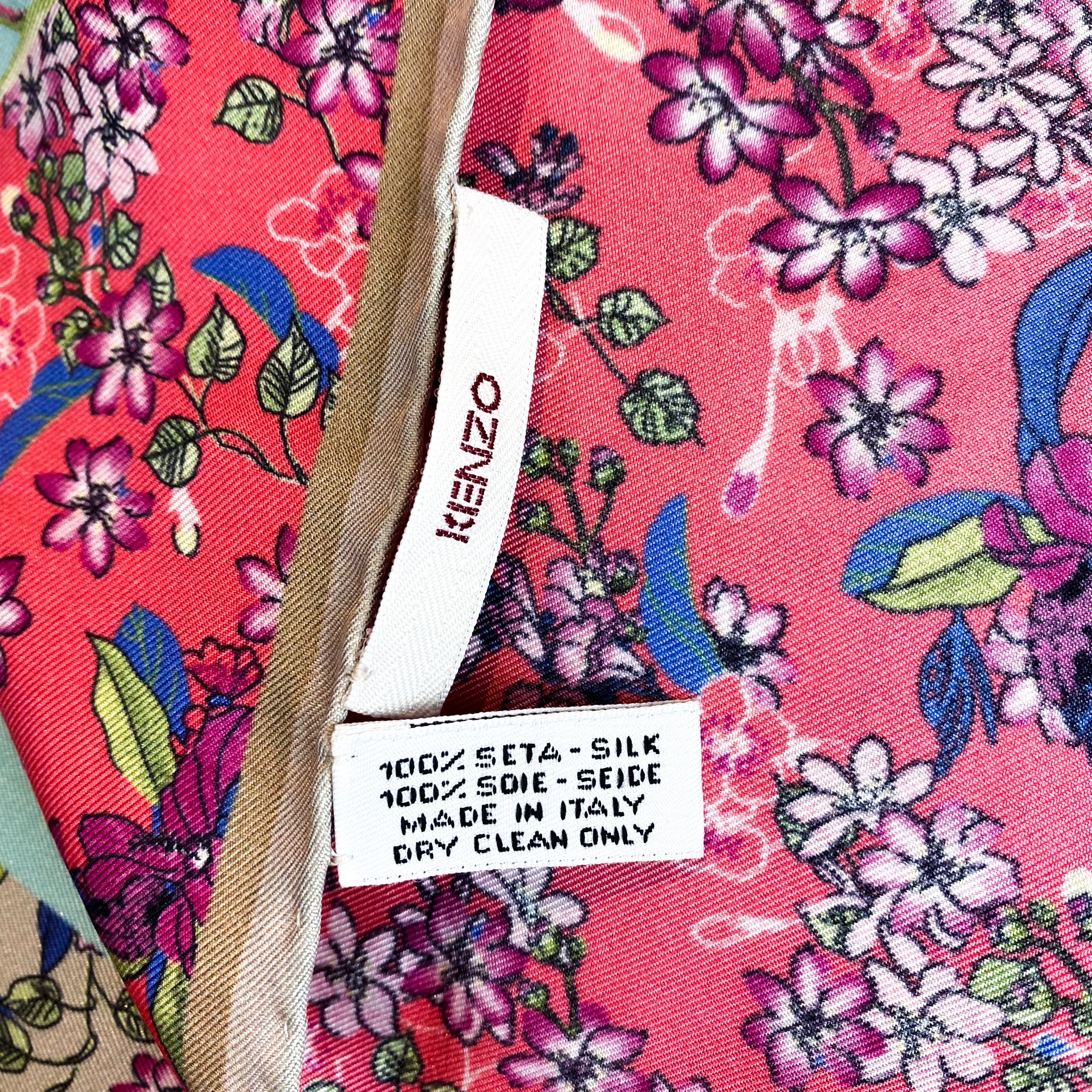 Immaculate Kenzo Floral Designer Silk Scarf
