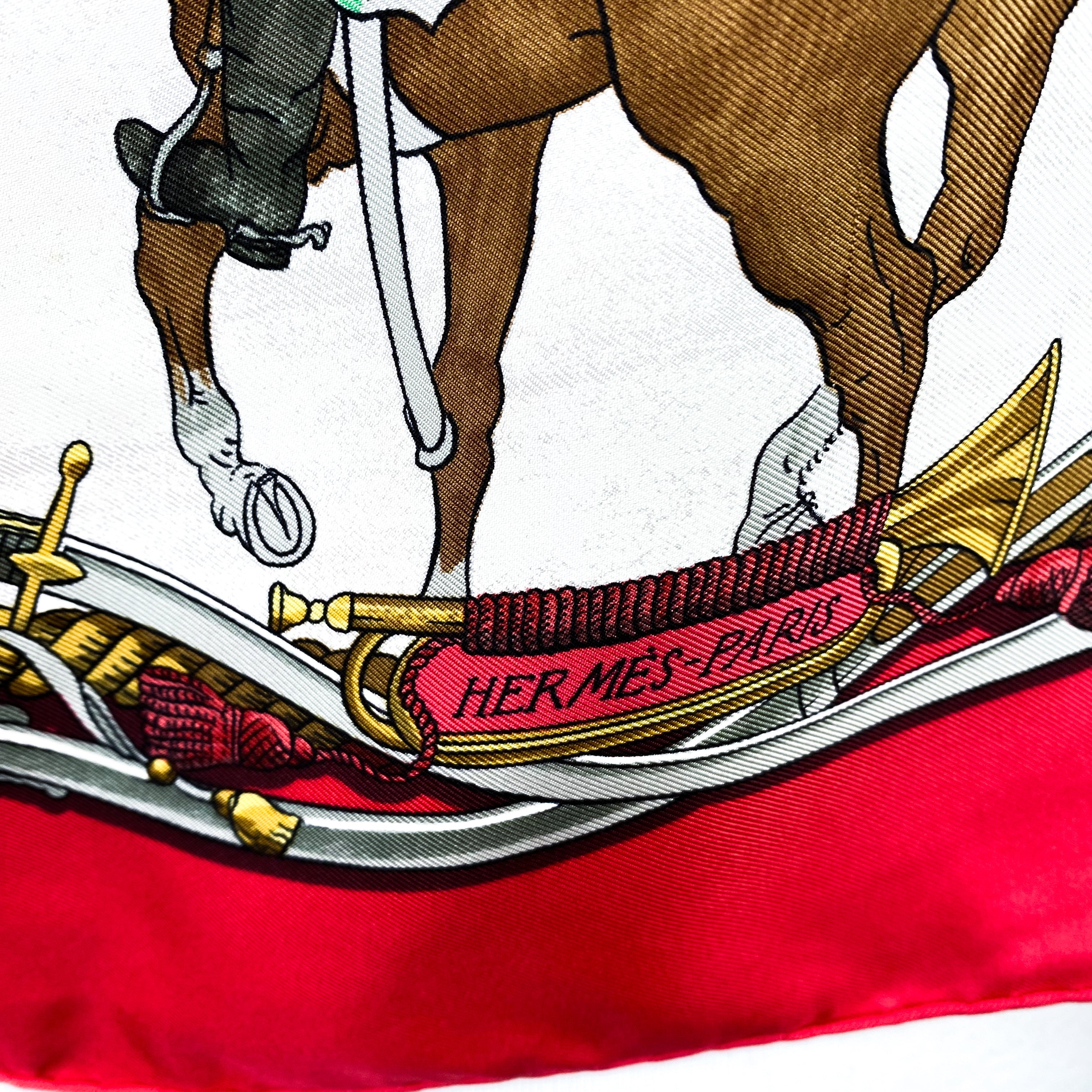 Boxed Hermes Marine et Cavalerie Vintage Silk Scarf
