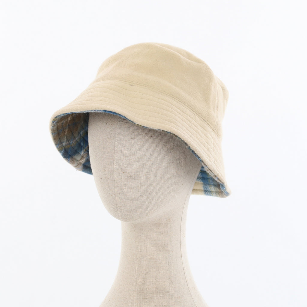 Unisex Blue Checked Reversible Cashmere Bucket Hat Men’s - M Women’s - L