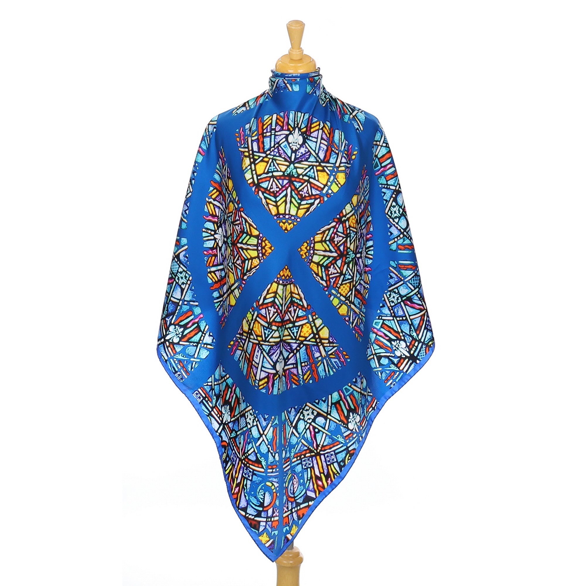 Blue Multi Coloured Silk Scarf