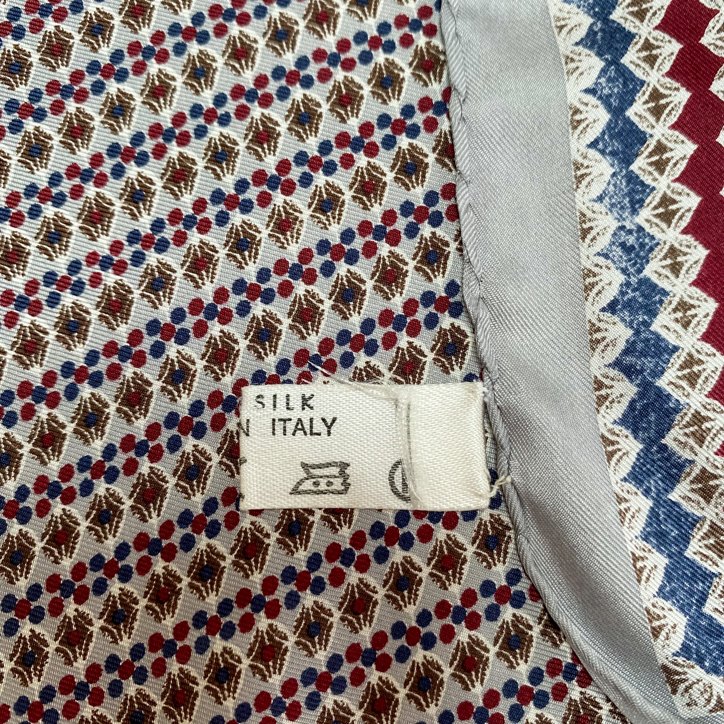 1970s Italian Geometric Vintage Silk Scarf