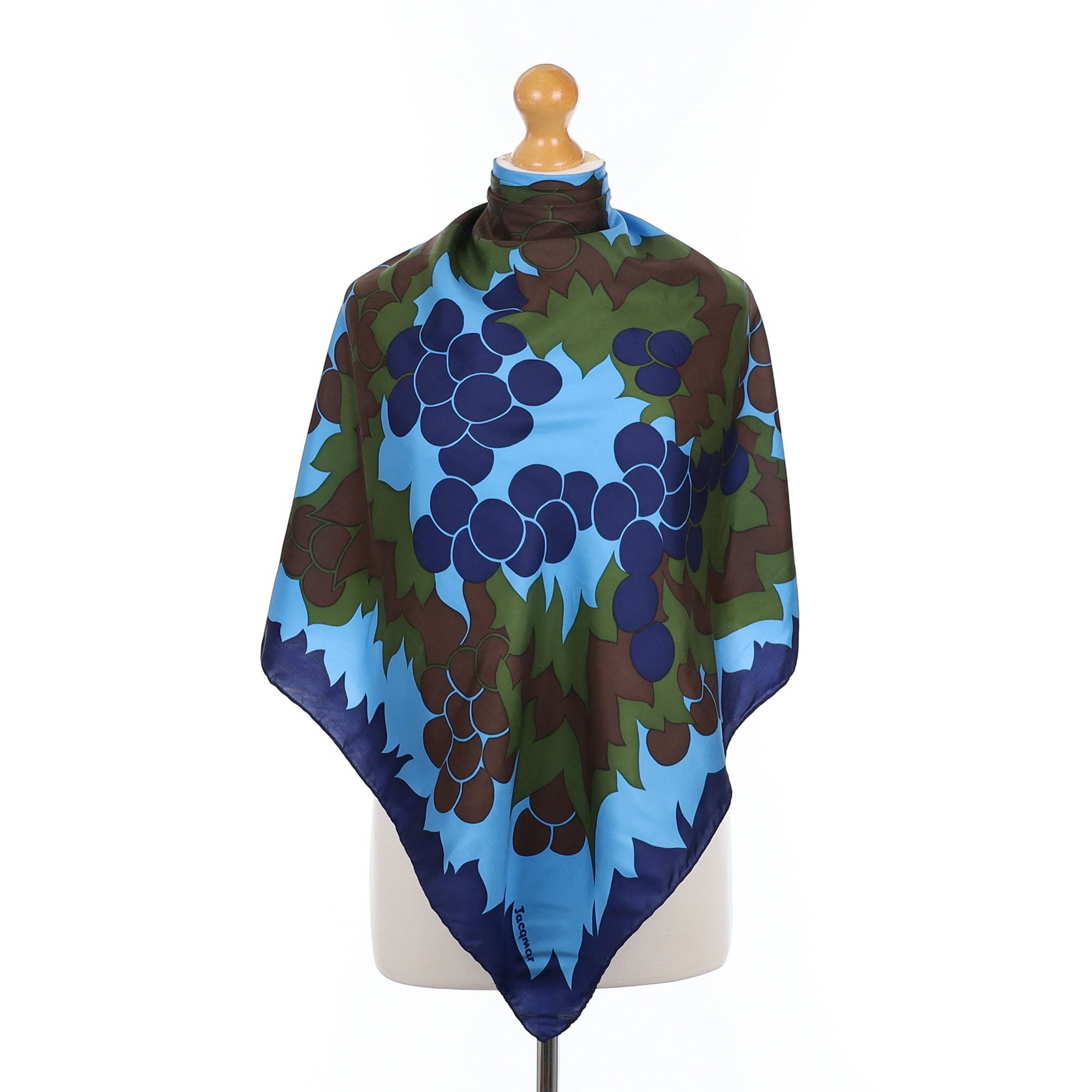 Jacqmar Blue Abstract Silk Scarf
