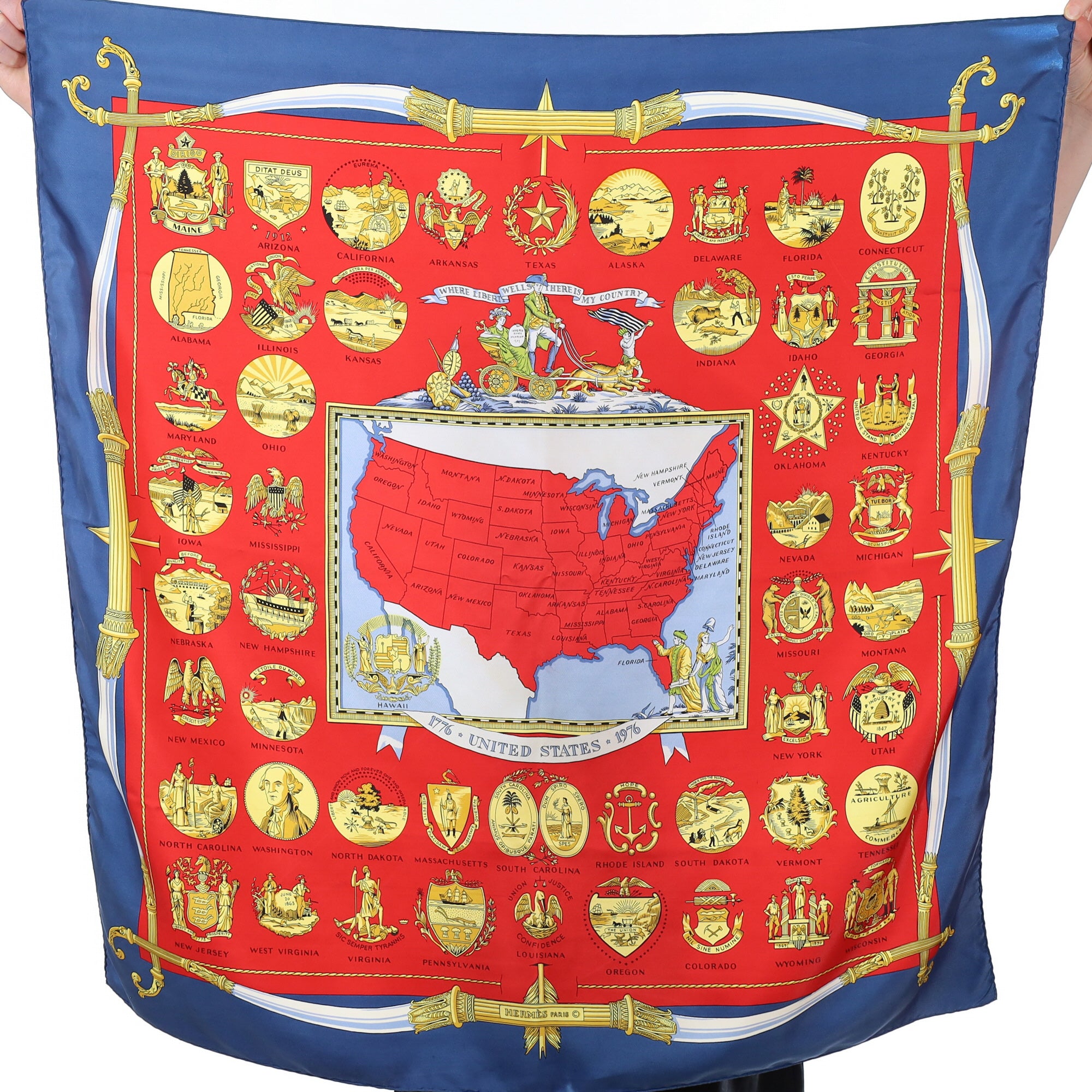 Hermès Arms of the United States Silk Scarf Quite Rare