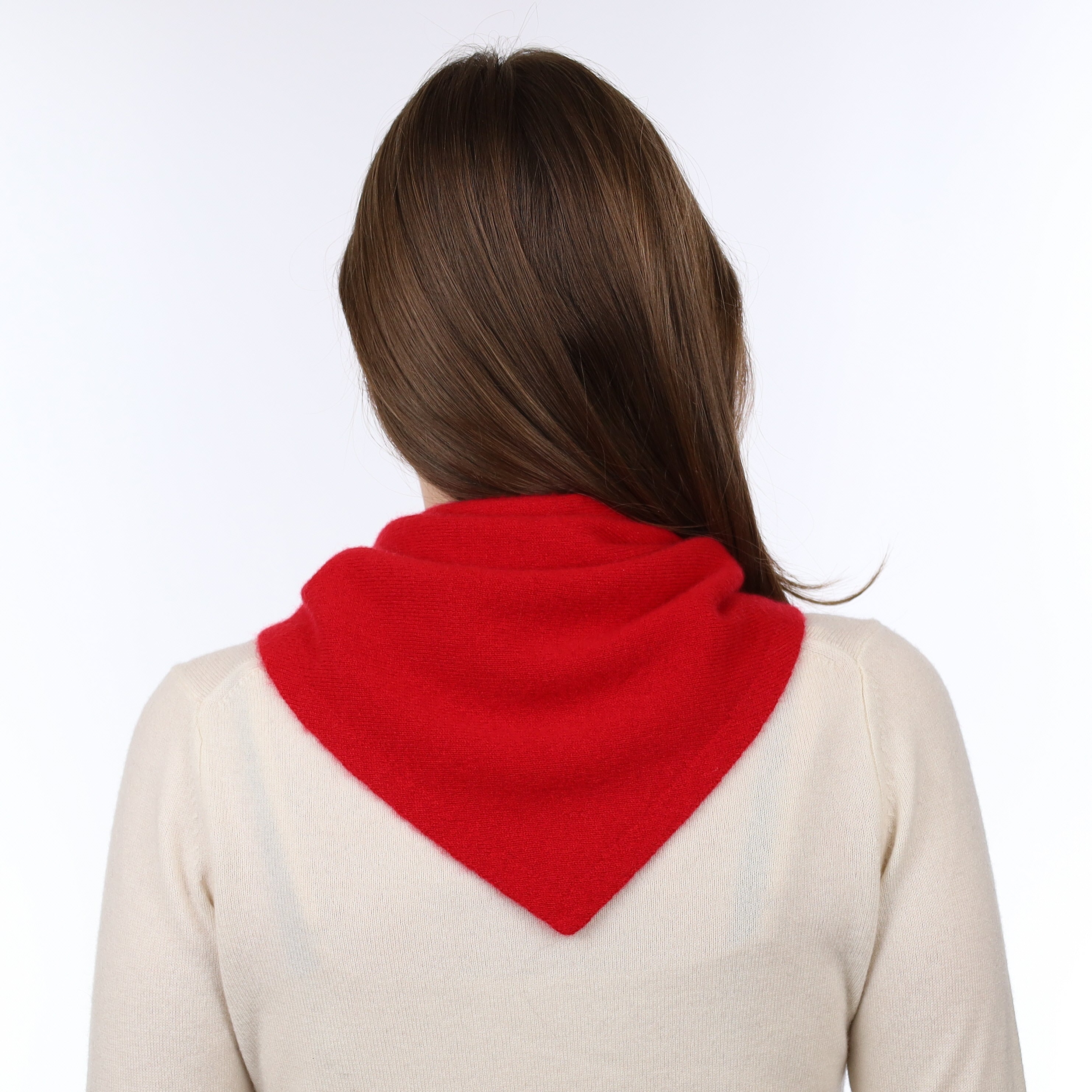 Brand New Post Box Red Recycled Cashmere Triangle Scarf