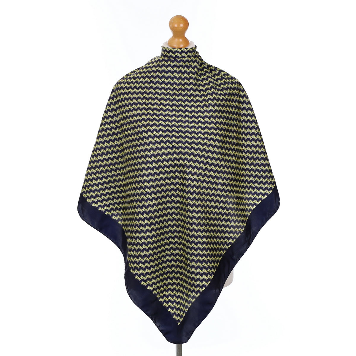 Dark Navy Check Vintage Silk Scarf