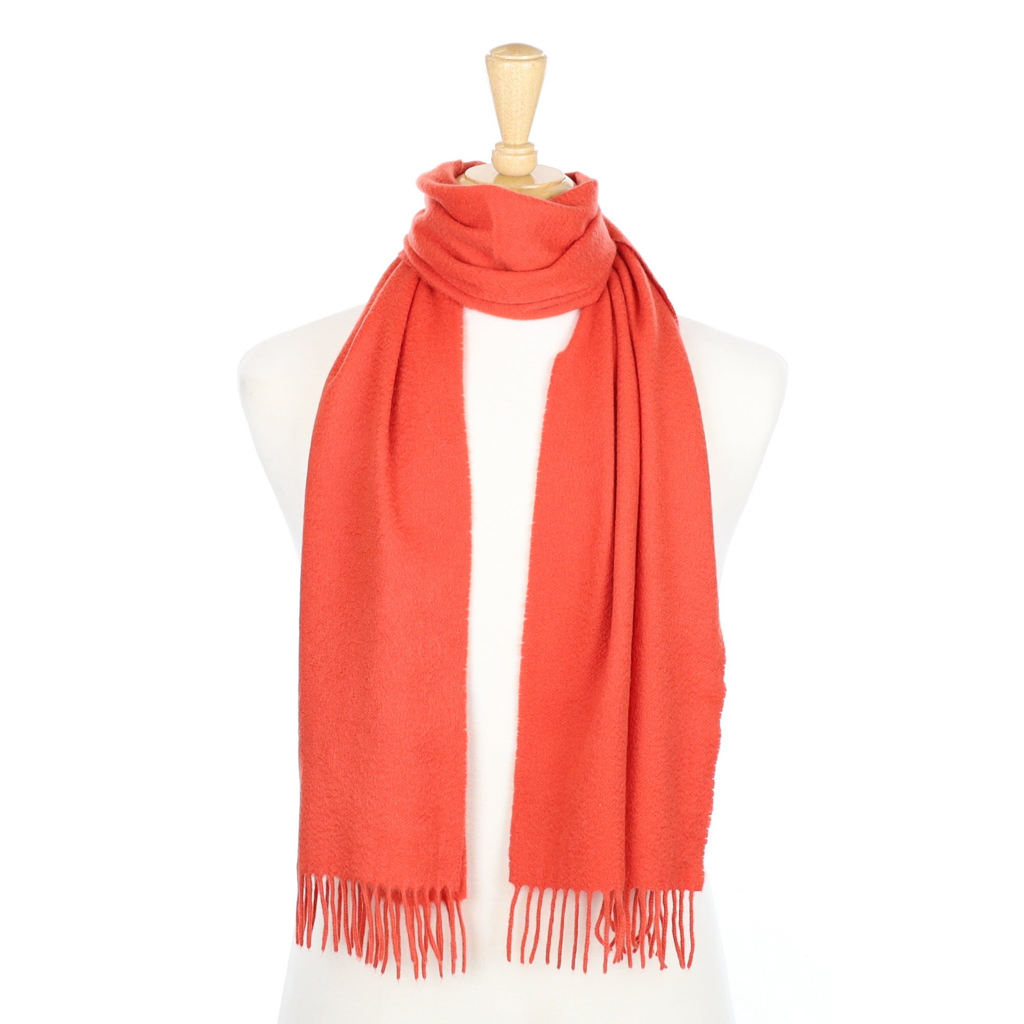 Pumpkin Cashmere Fringed Woven Scarf
