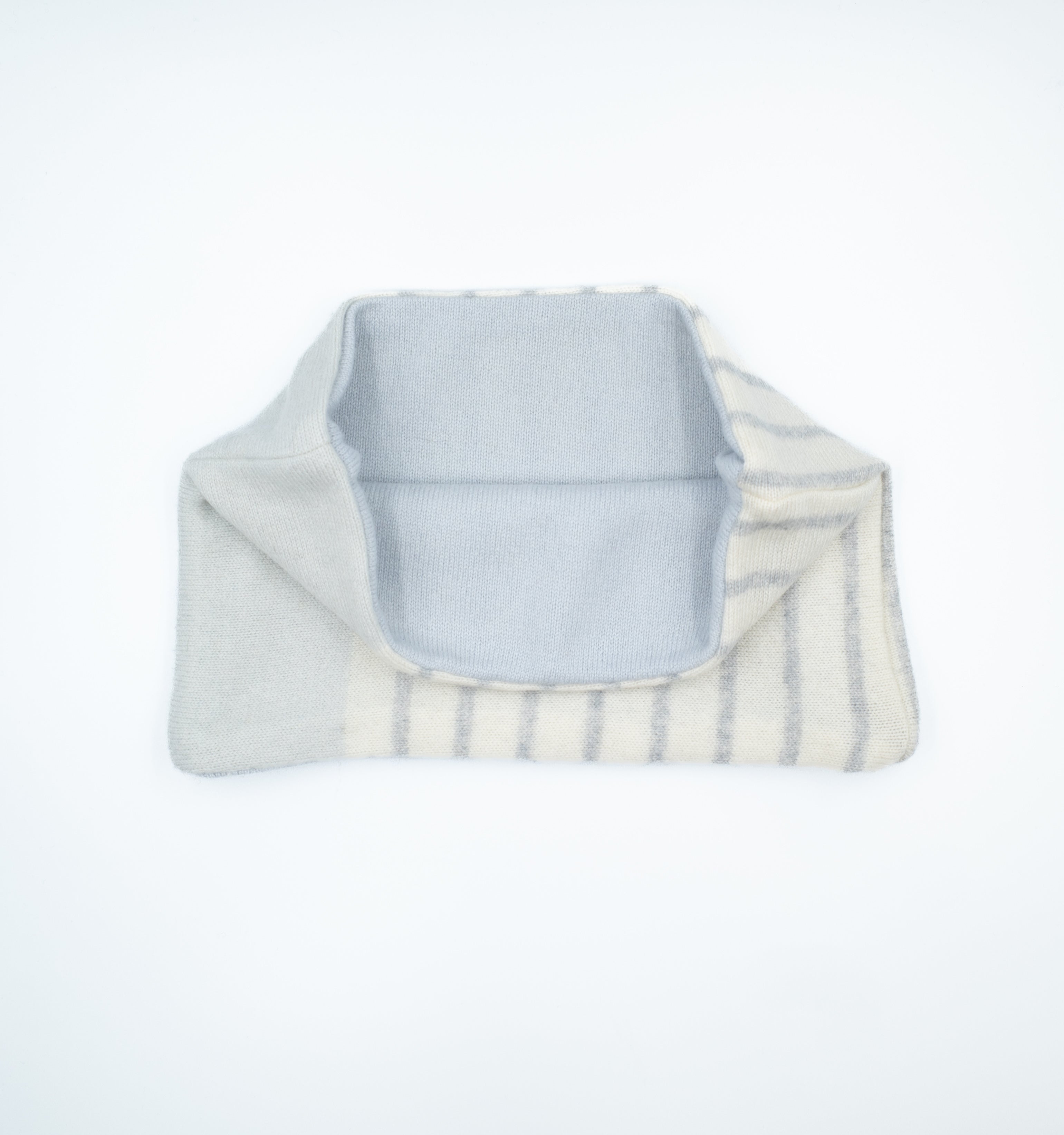 Palest Blue, Ivory and Grey Striped Neck Warmer