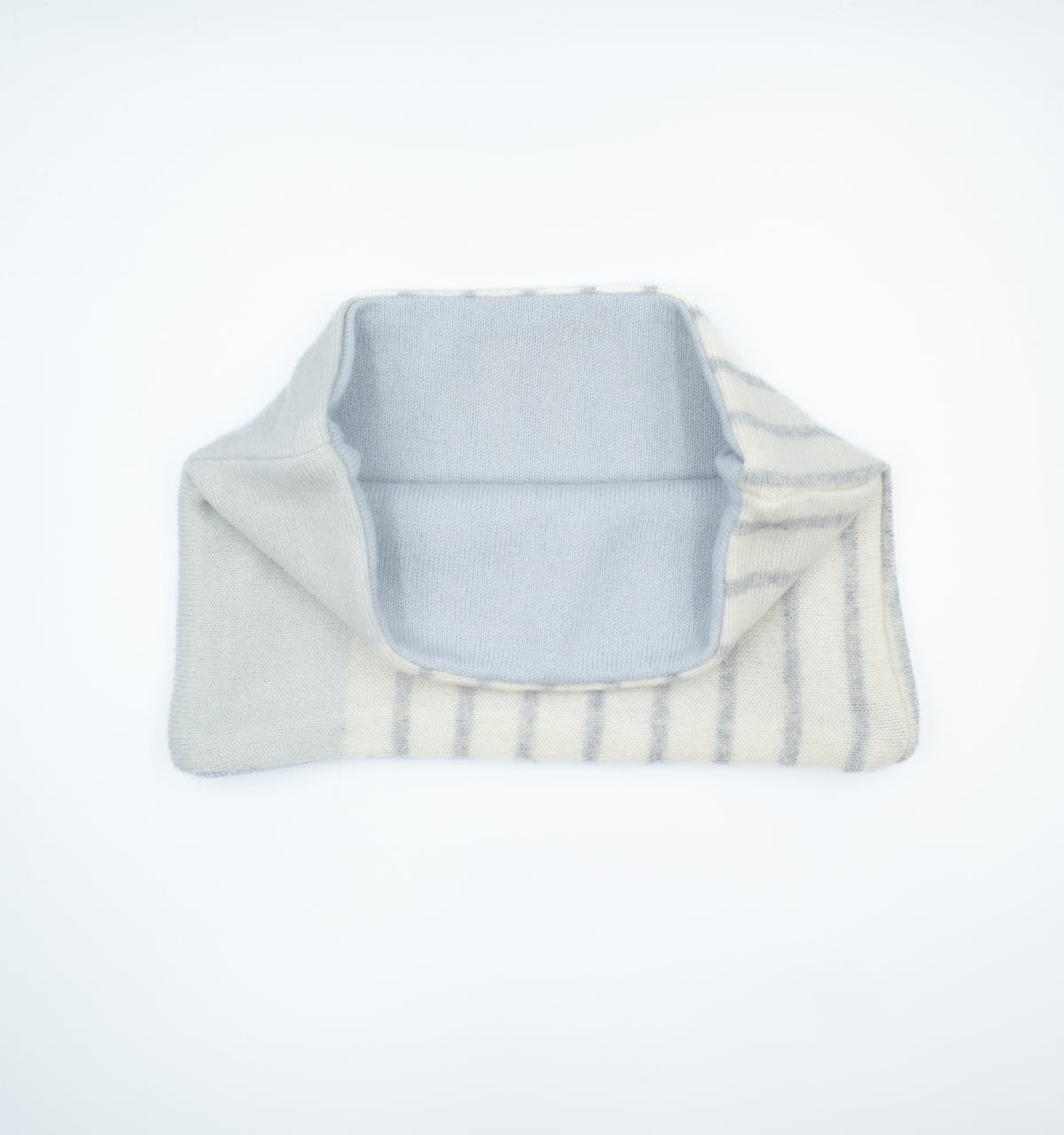 Palest Blue, Ivory and Grey Striped Neck Warmer