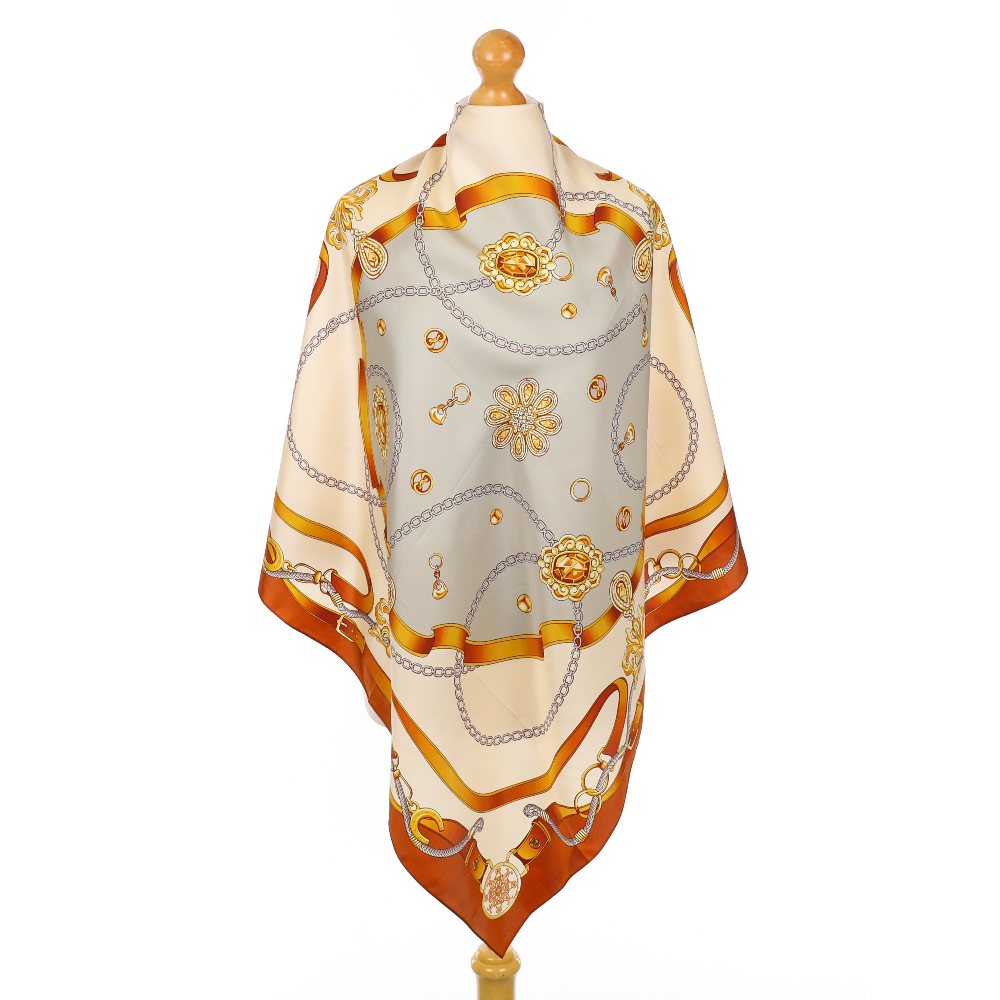 Brand New Buckle and Chain Silk Scarf