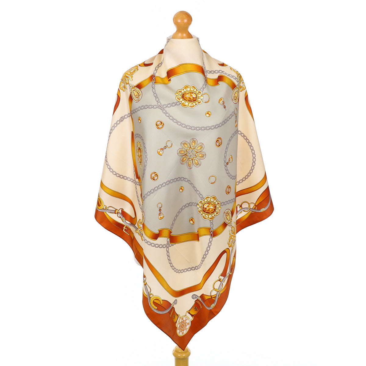 Brand New Buckle and Chain Silk Scarf