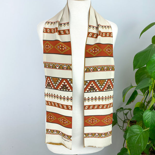 Foulard Vintage Bayron En Soie 100% - Motif Cheval Géométrique, Multicolore, Italie, Bon état