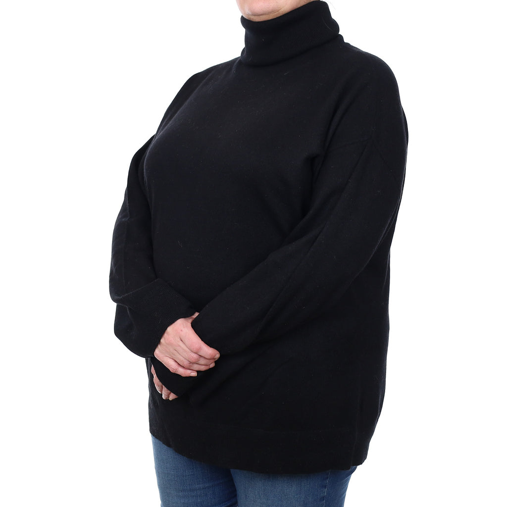 Black Cashmere Polo Neck Jumper Extra Extra Large