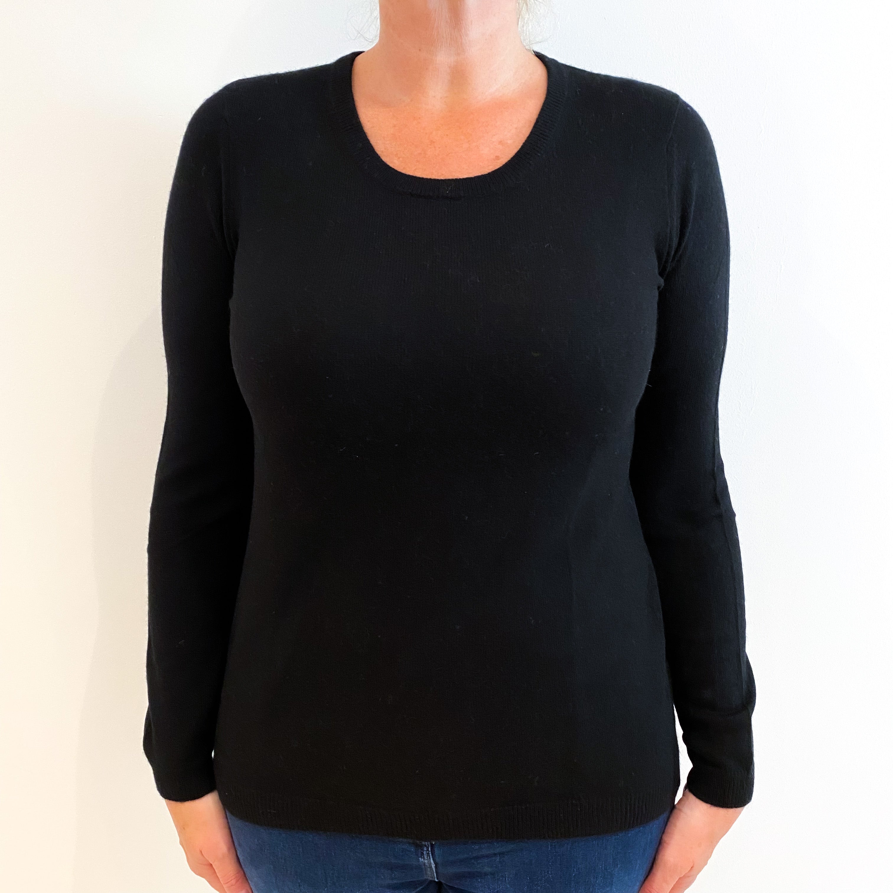 Black Cashmere Crew Neck Jumper Large