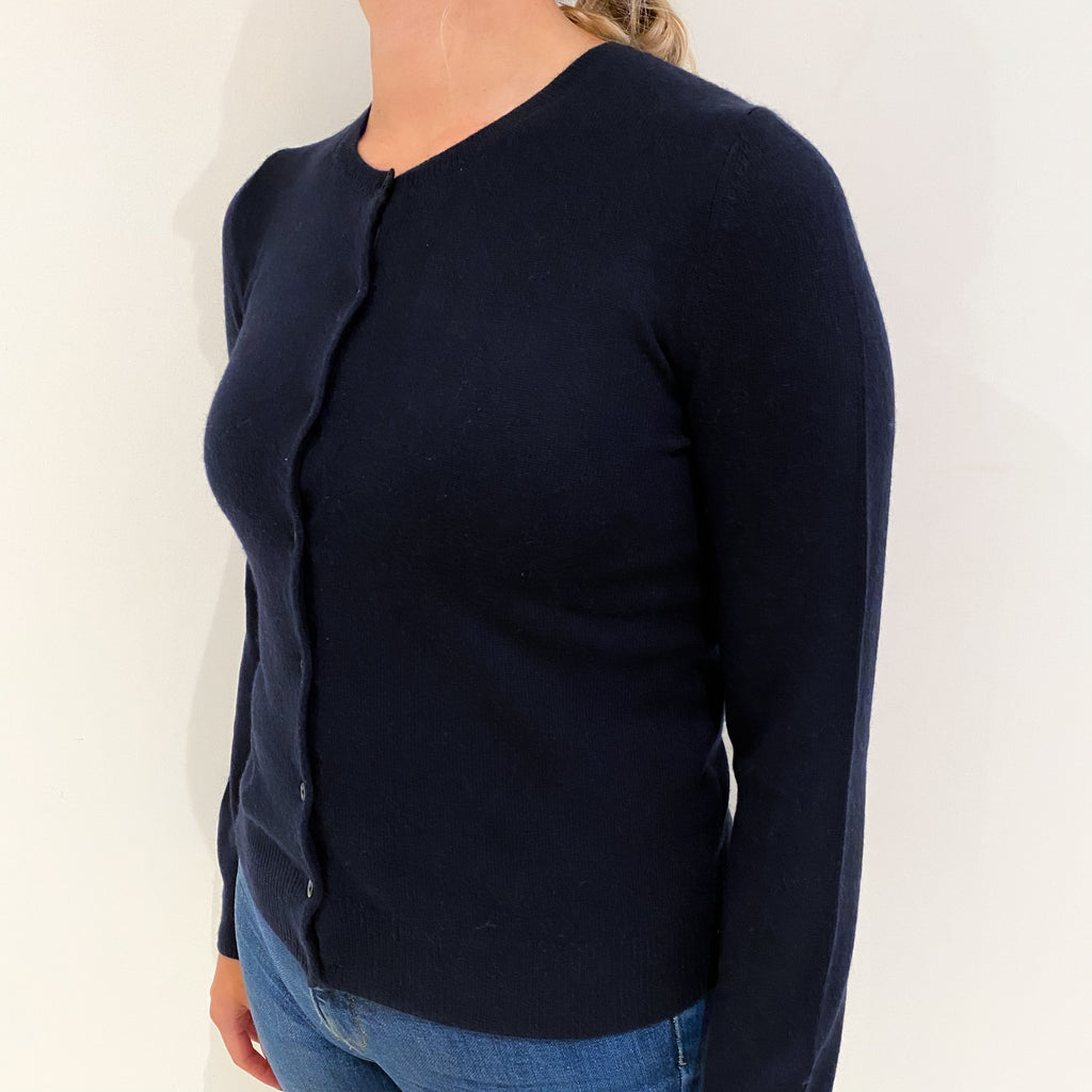 Navy Blue Cashmere Crew Cardigan Small