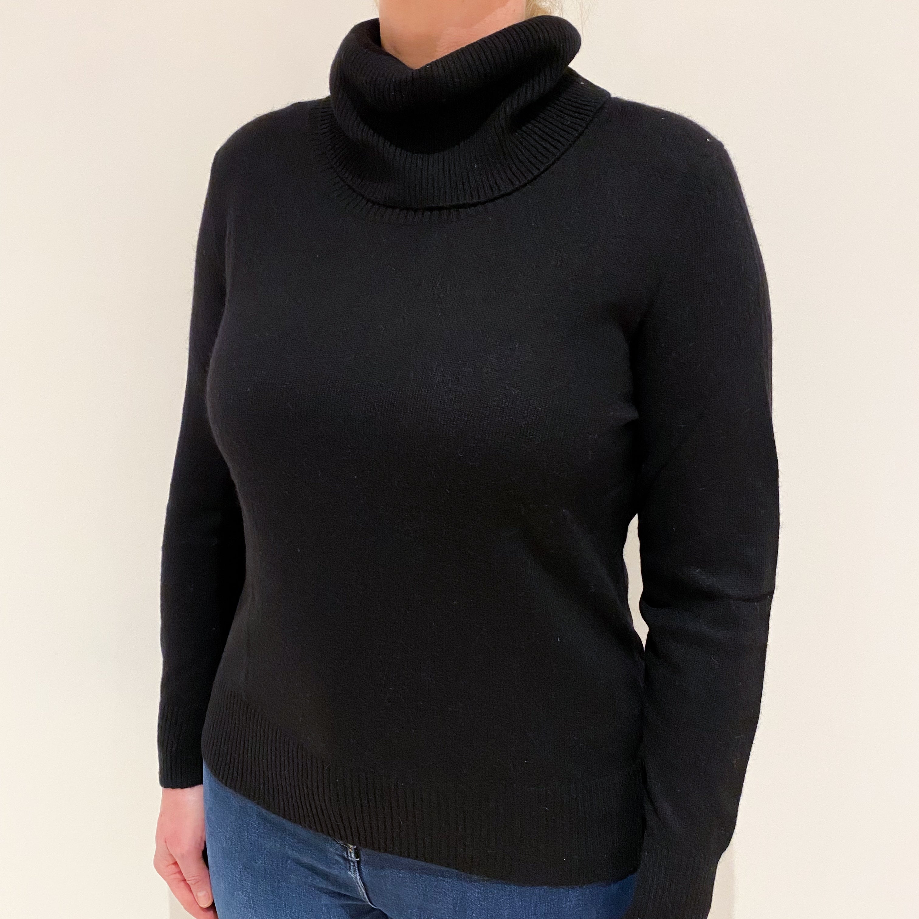 Black Cashmere Cowl Neck Jumper Large