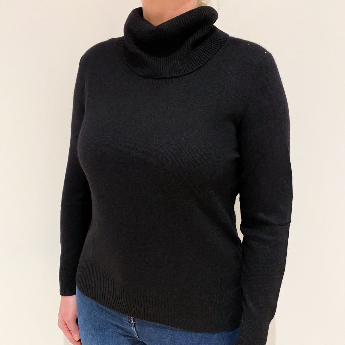 Black Cashmere Cowl Neck Jumper Large