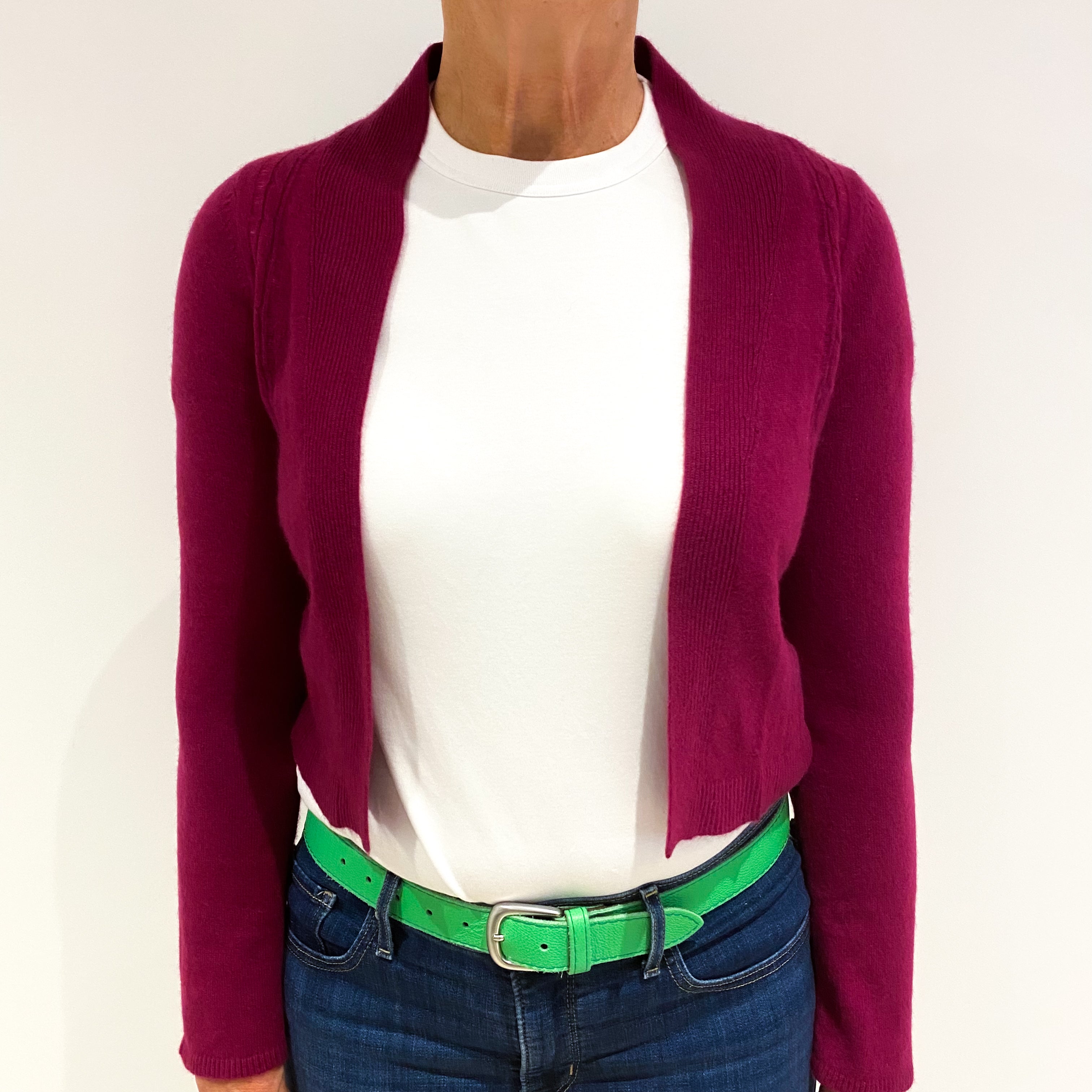 Magenta Pink Cashmere Edge To Edge Cardigan Medium