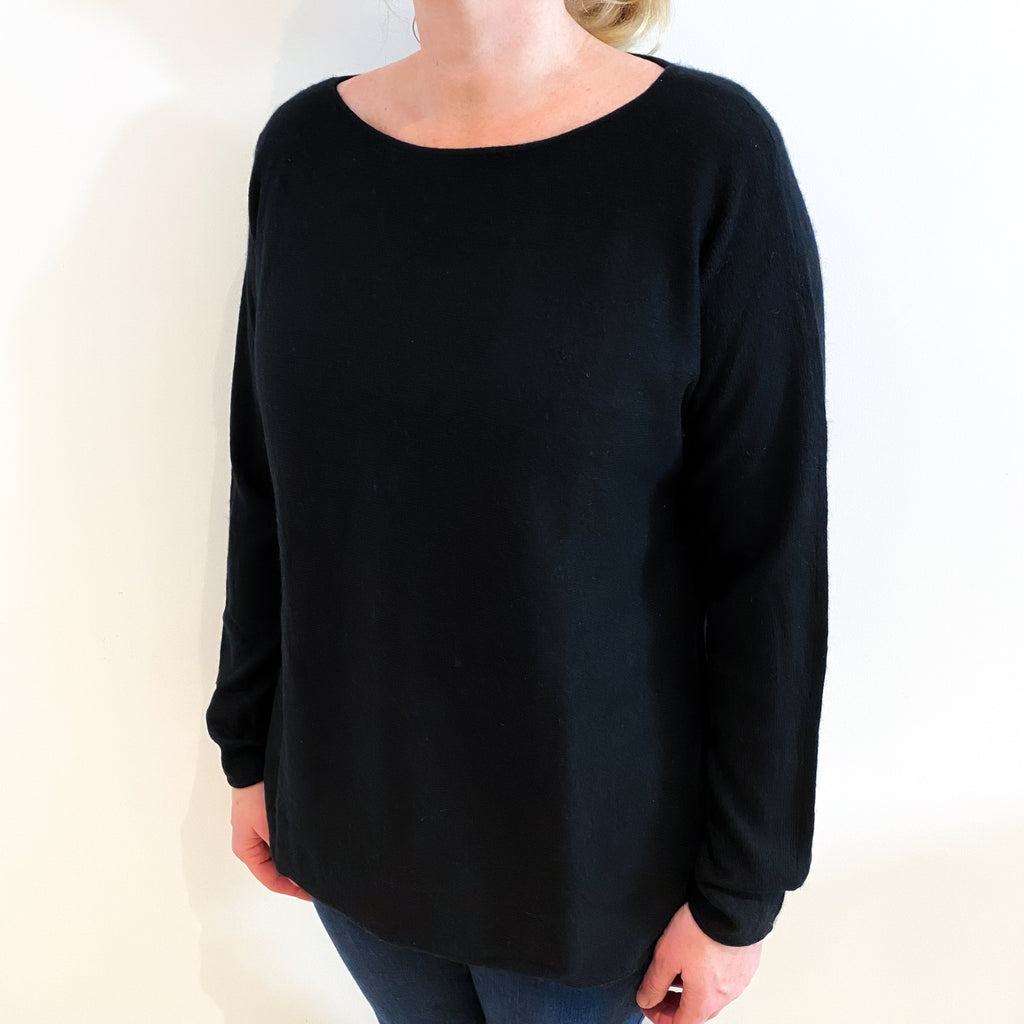 Black Cashmere Slash Neck Jumper Large