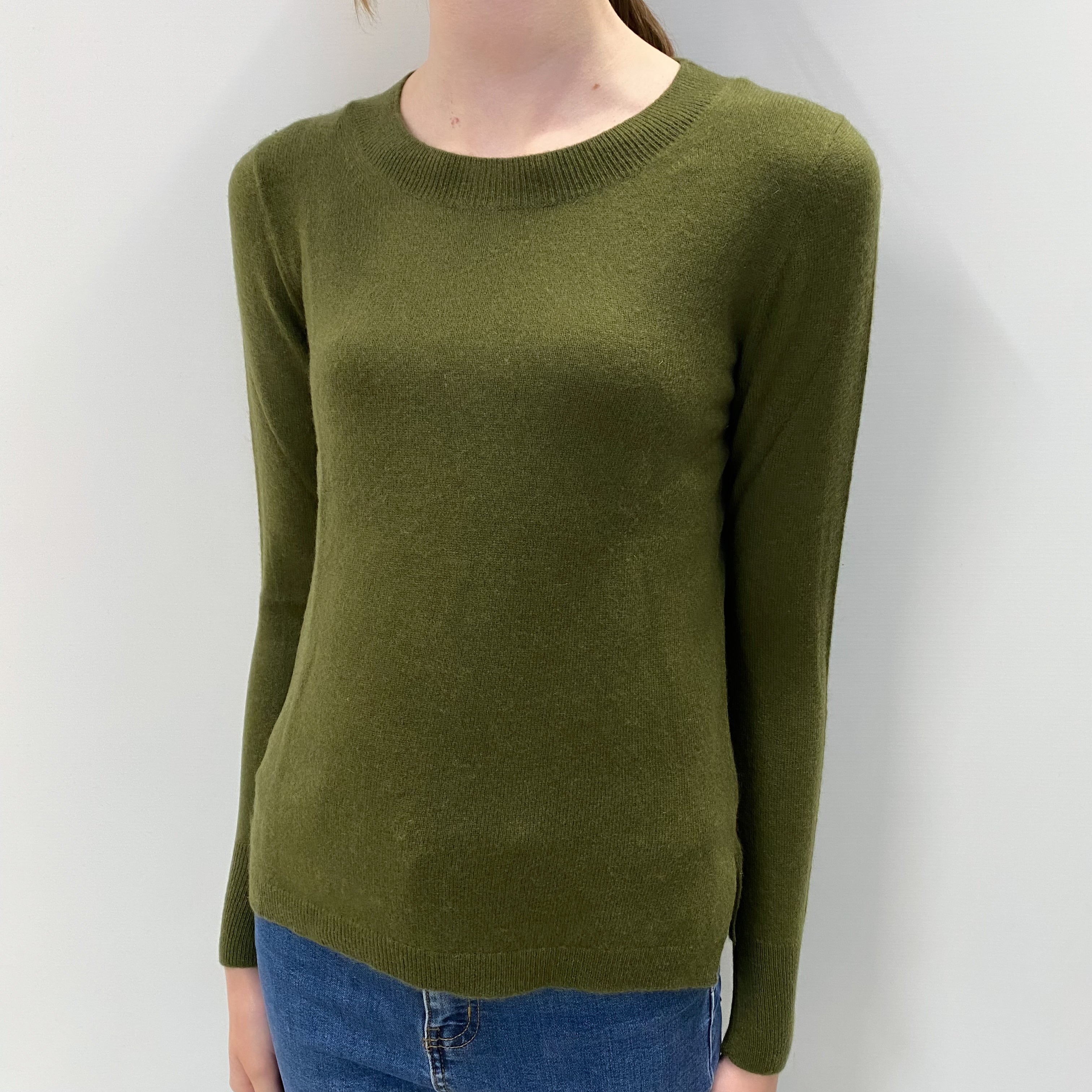 Khaki Cashmere Crew Neck Jumper Extra Small
