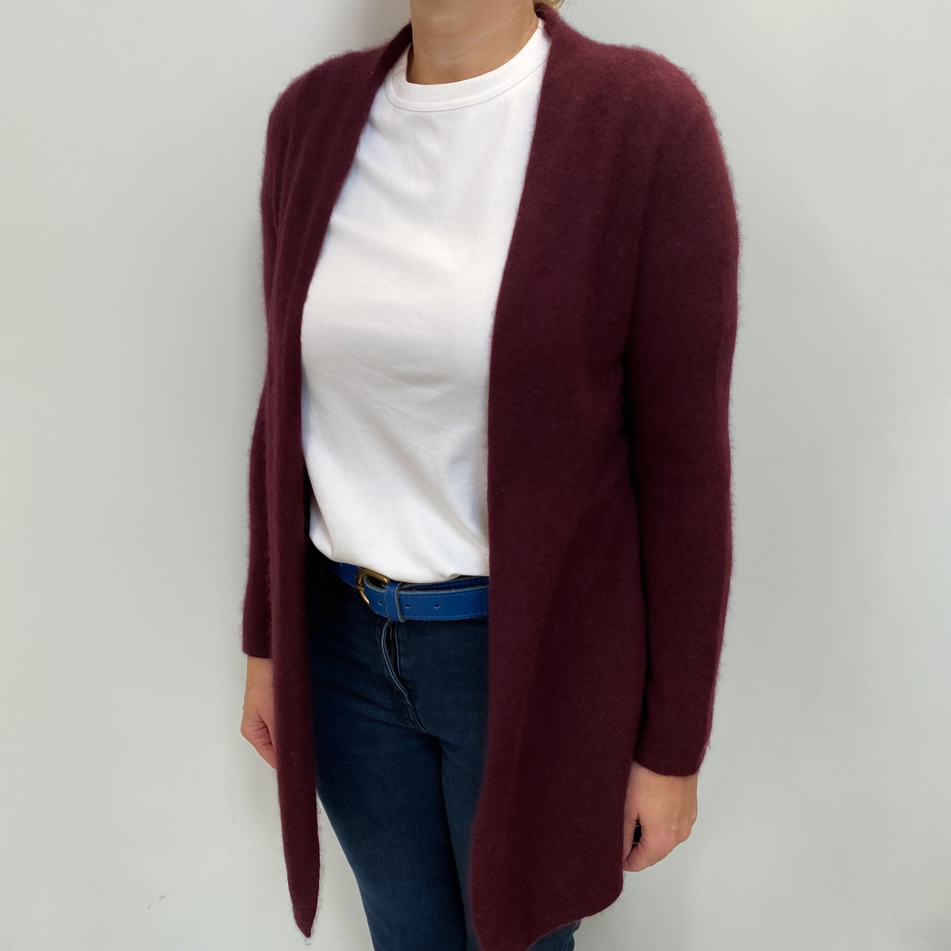 Mulberry Purple Cashmere Edge to Edge Cardigan Large