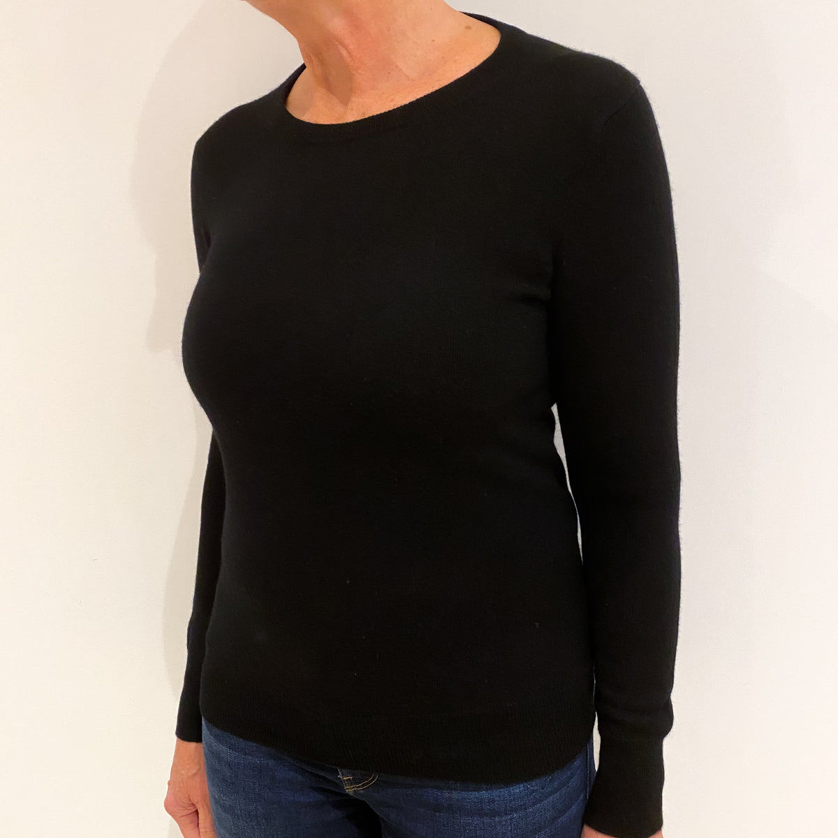 Black Cashmere Crew Neck Jumper Medium