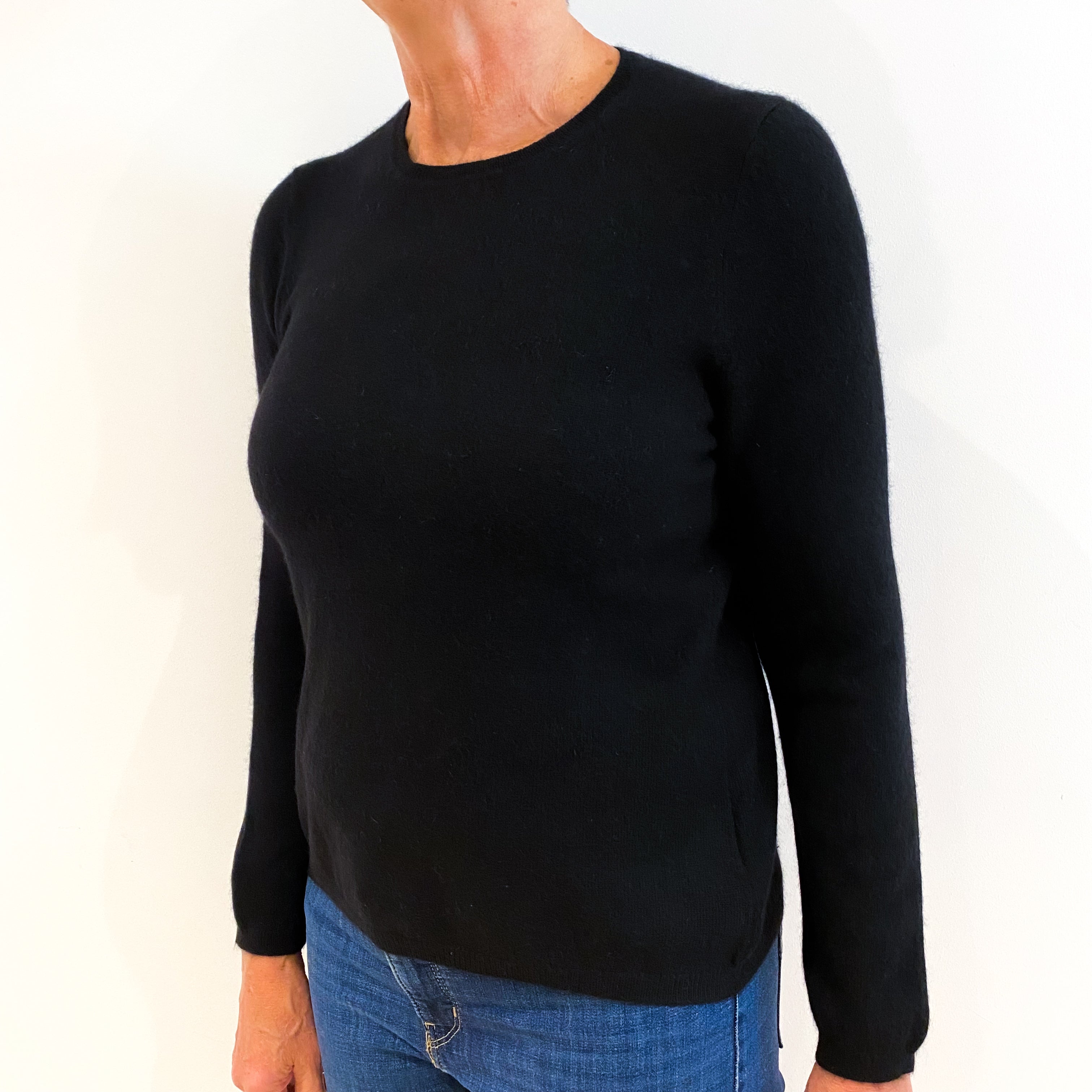 Black Cashmere Crew Neck Jumper Medium