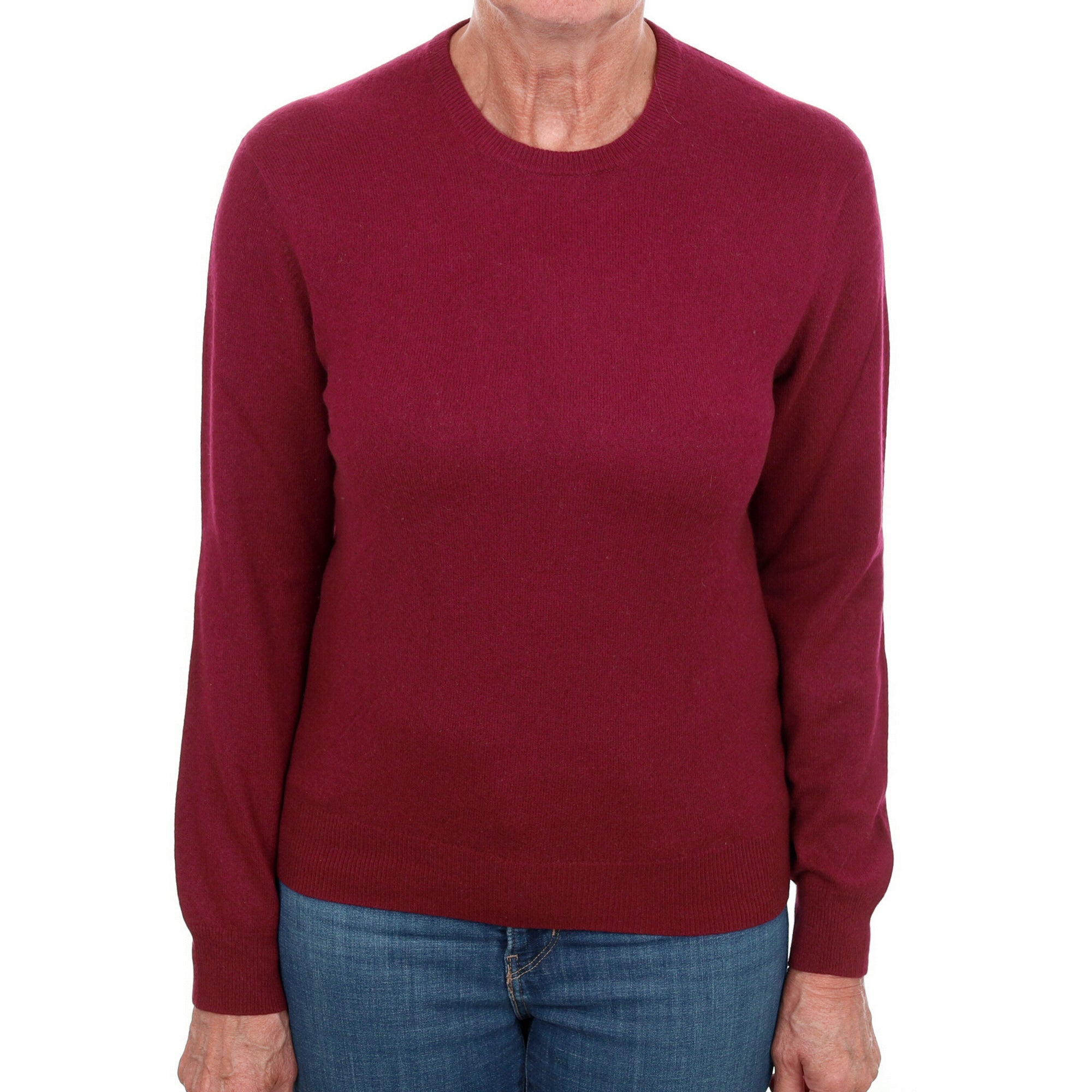 Burgundy Red Cashmere Crew Neck Jumper Medium
