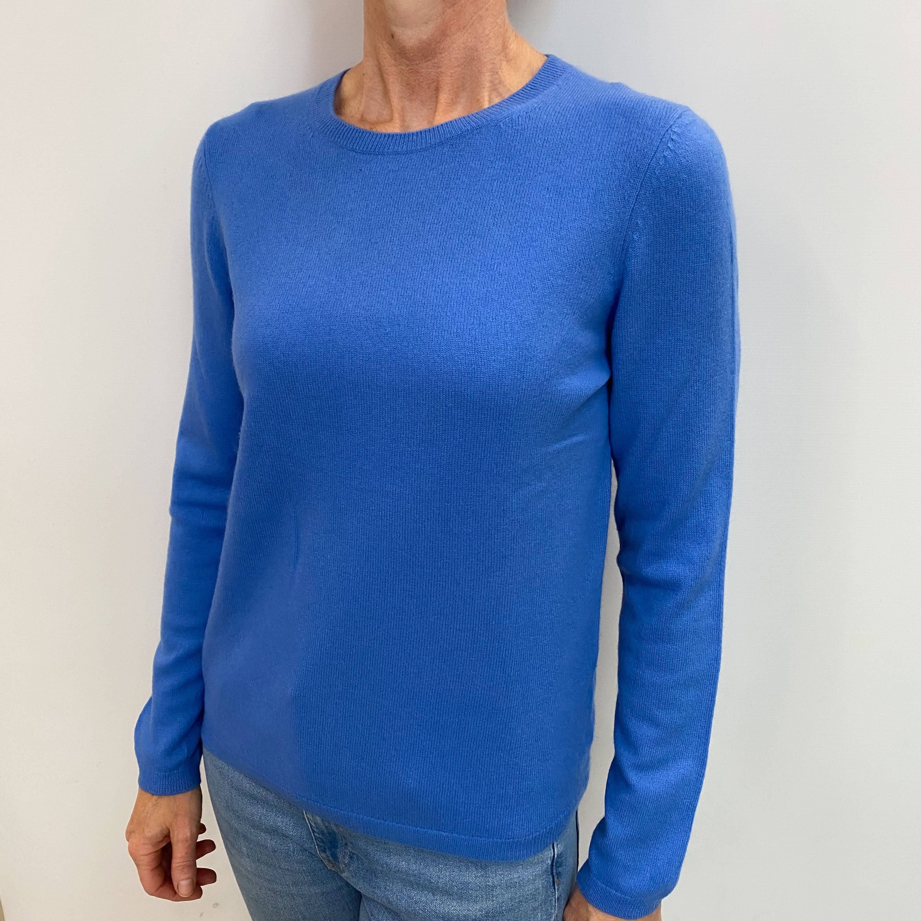 Cornflower Blue Cashmere Crew Neck Jumper Small