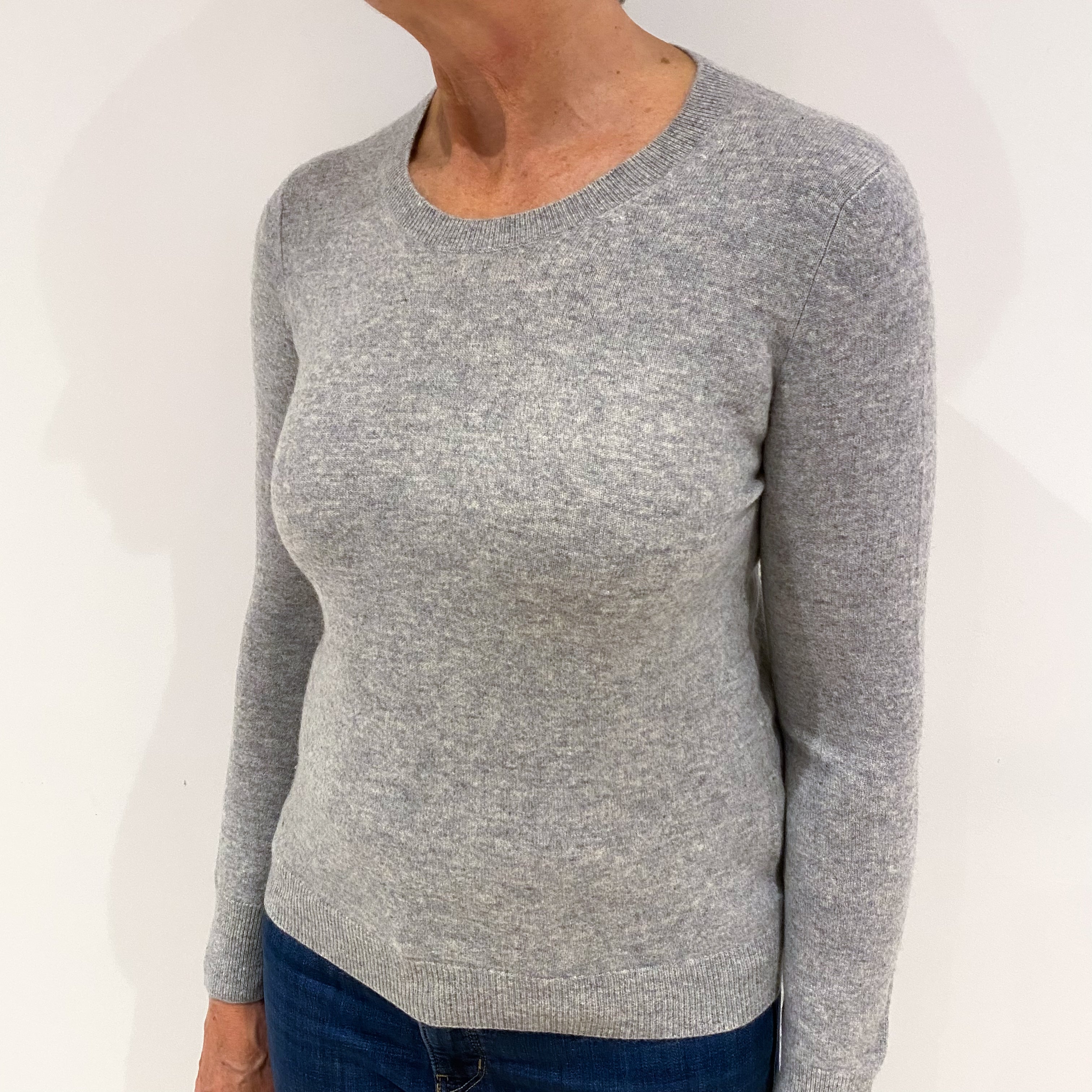 Smoke Grey Cashmere Crew Neck Jumper Medium