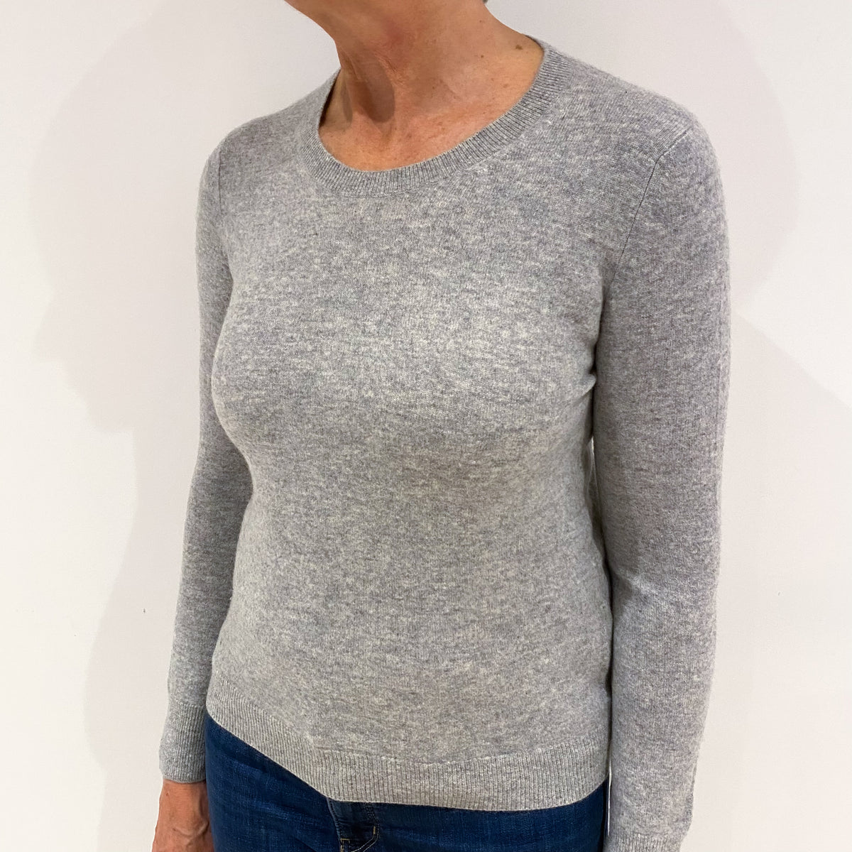 Smoke Grey Cashmere Crew Neck Jumper Medium