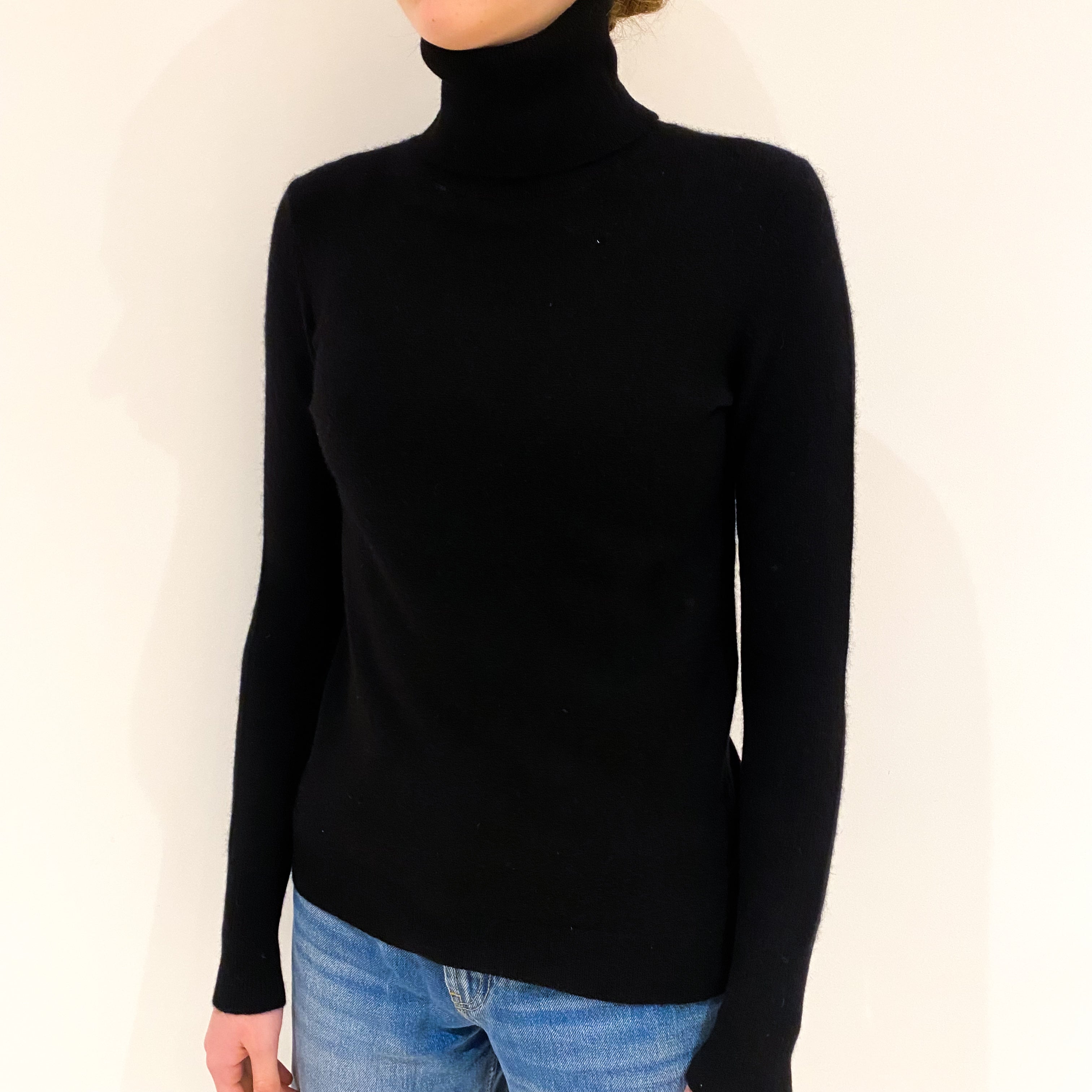 Black Cashmere Polo Neck Jumper Extra Small