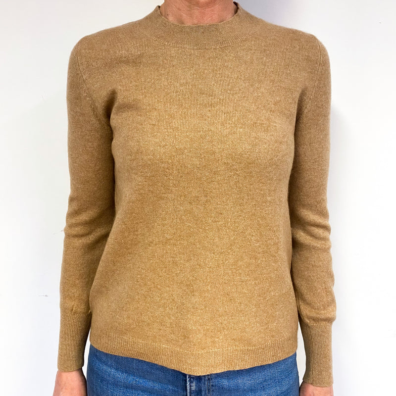 Toffee Brown Cashmere Crew Neck Jumper Medium