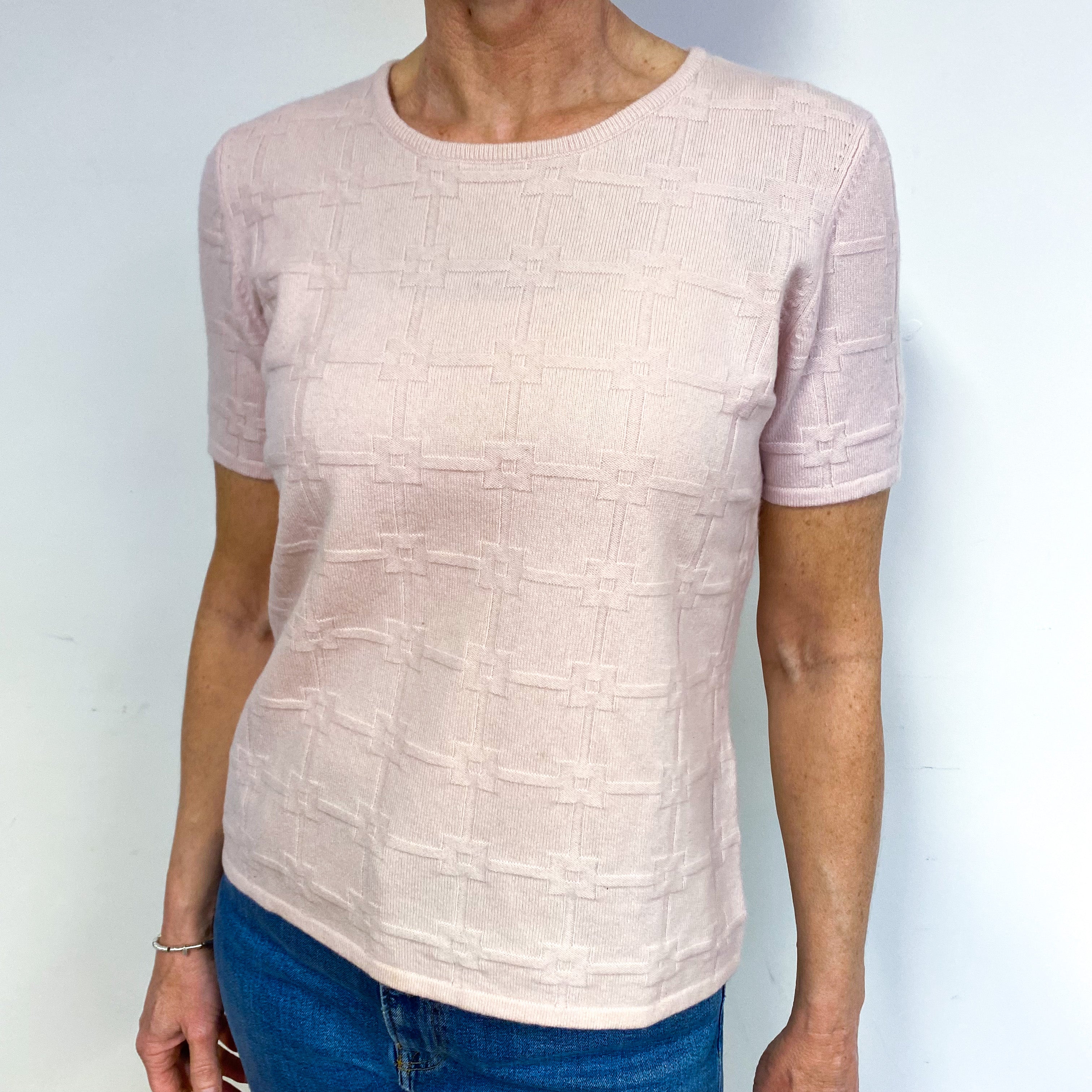 Pale Pink Cashmere Crew Neck Jumper Medium