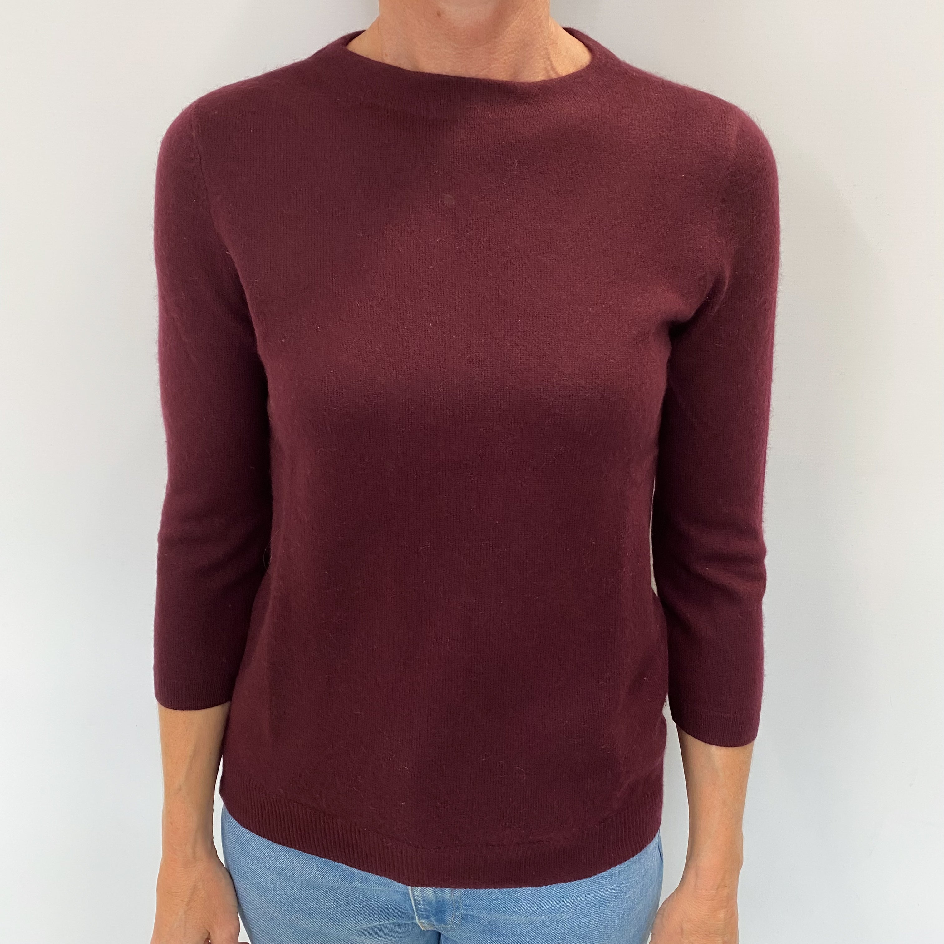 Port Red Cashmere Crew Neck Jumper Small