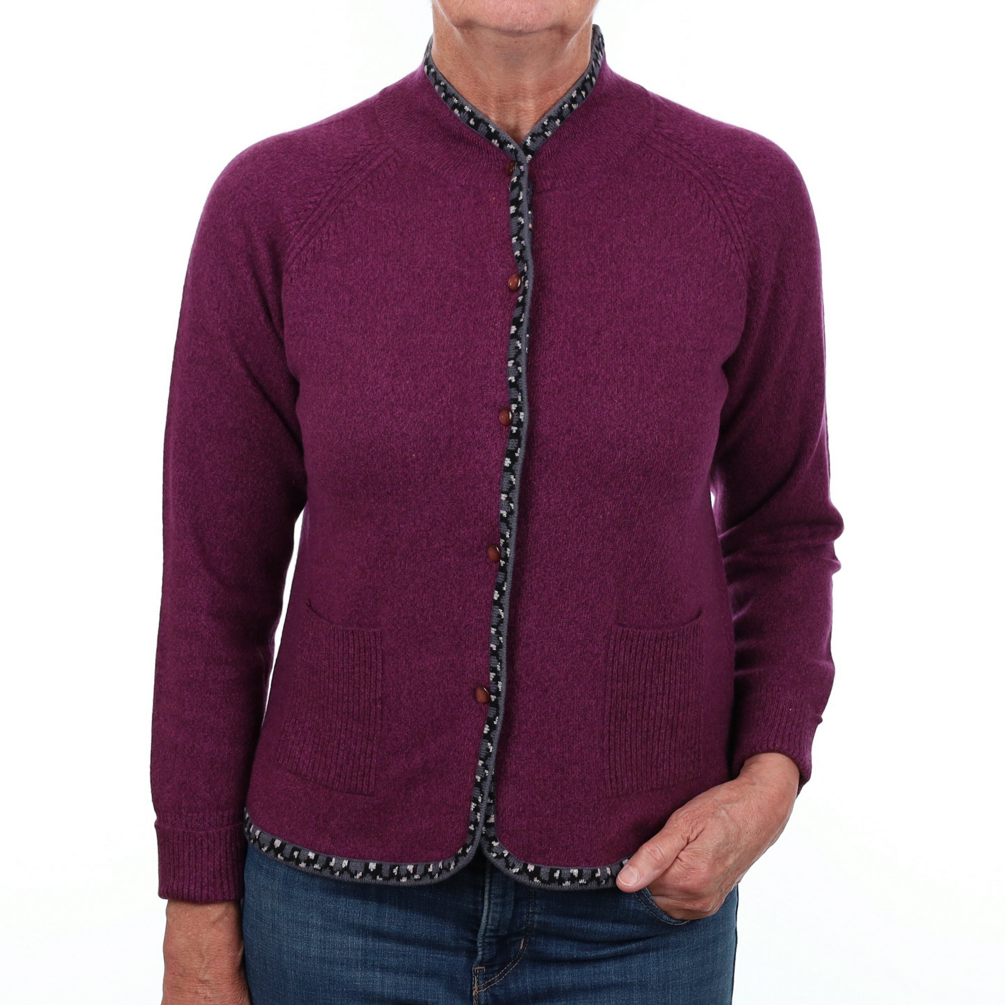 Mulberry Purple Cashmere Jacket Style Cardigan Medium