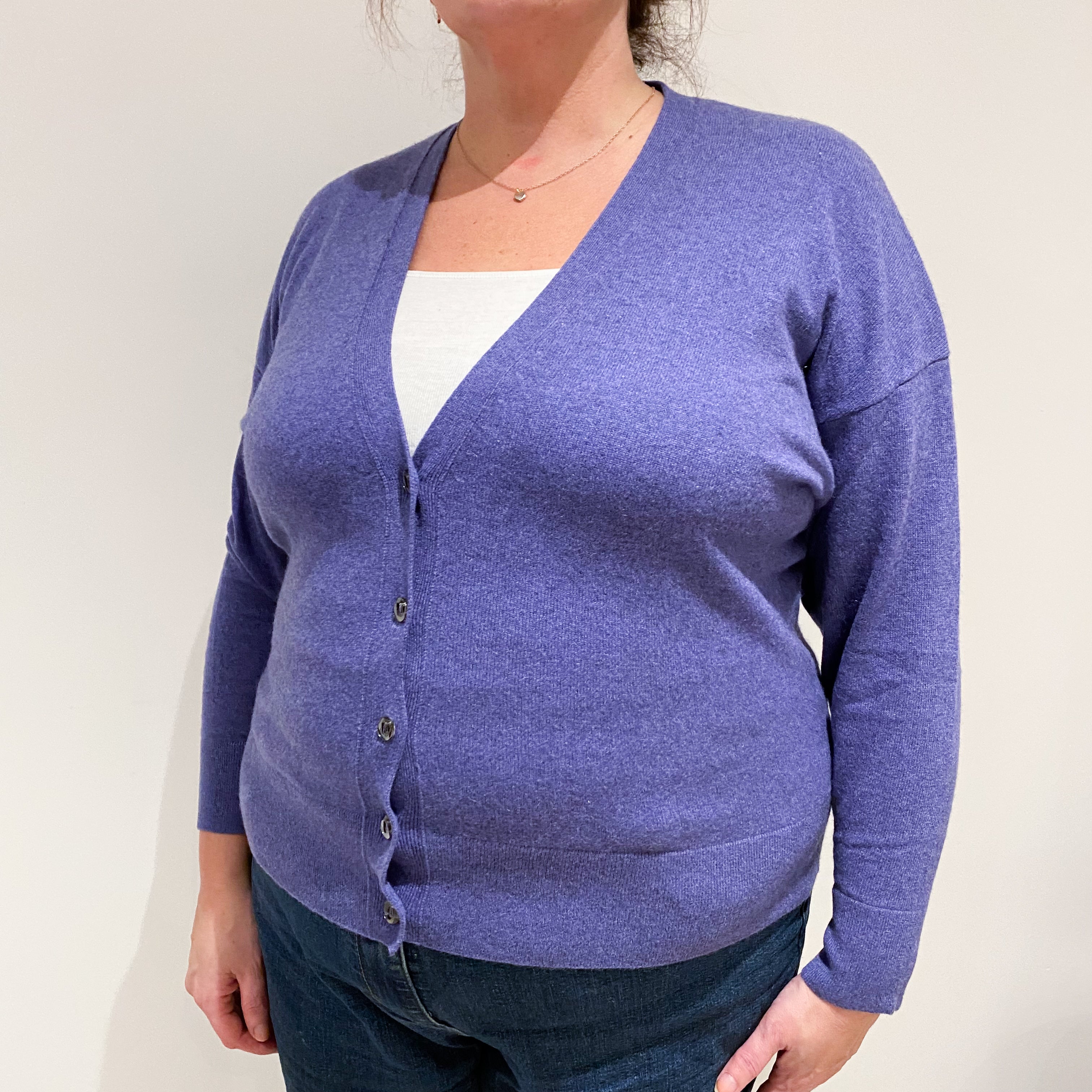 Amethyst Purple Cashmere V-Neck Cardigan Extra Large